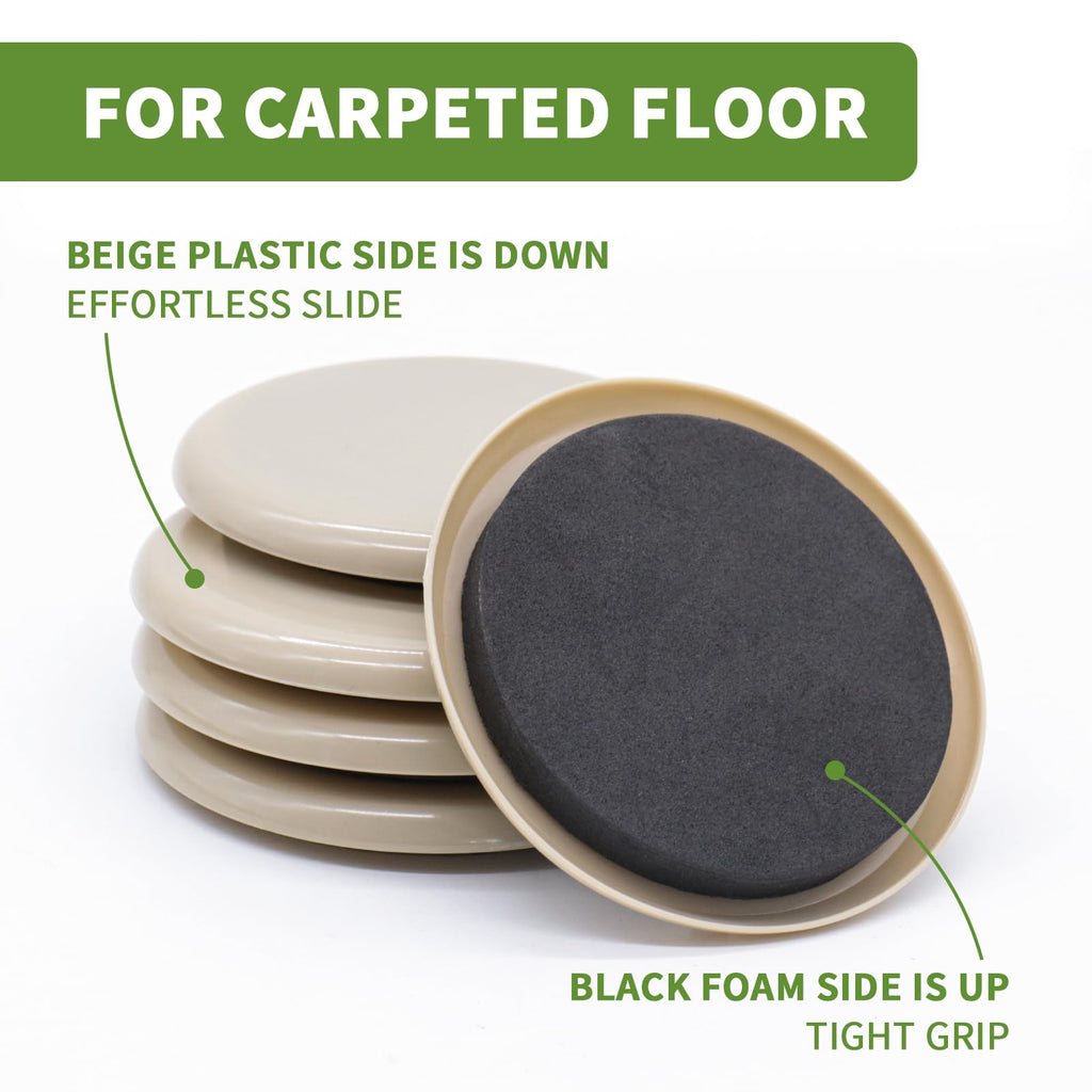 Furniture Sliders for Carpet 4 PCS - 9 1/2 inch Furniture Moving Slider Chair Legs Floors Protectors– Move Your Furniture Easy & Safely (for Carpet)