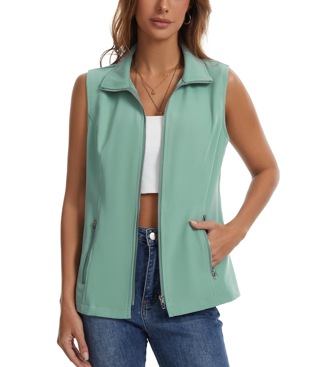 MISS MOLY Women's Lightweight Vest Casual Zip Up Utility Vest Hiking Golf Sleeveless Jackets with Pockets