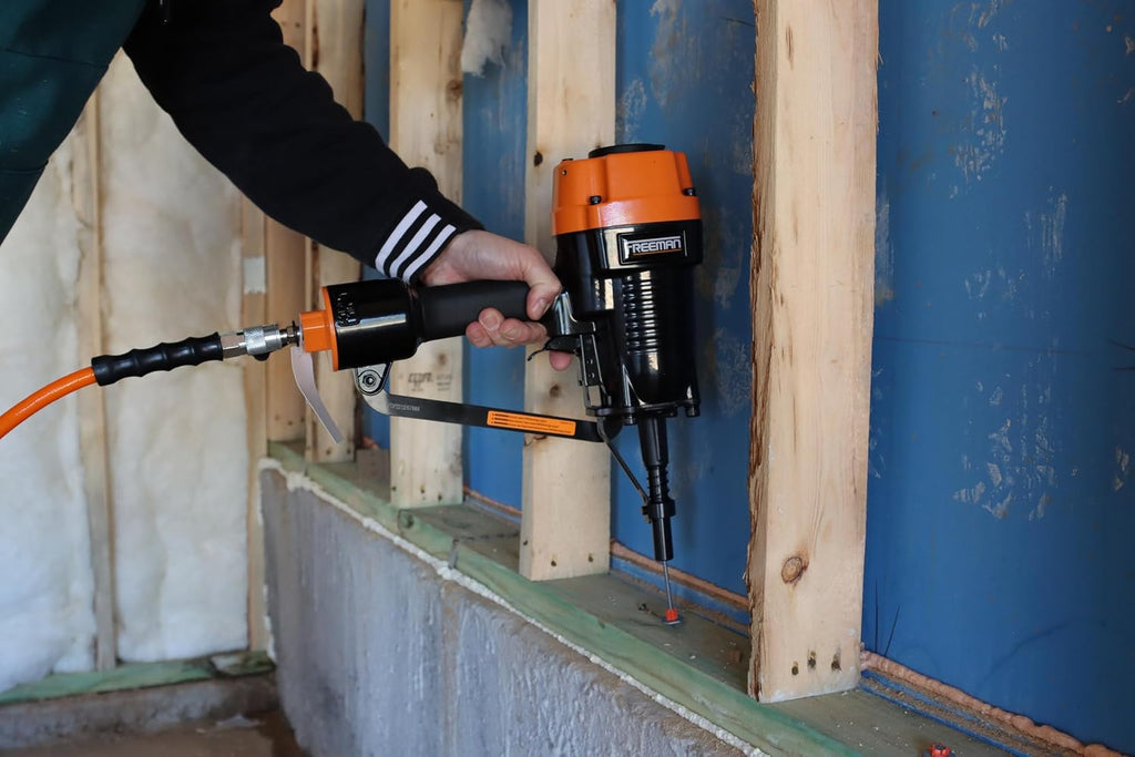 Freeman PSSCP Pneumatic 3" Single-Pin Concrete Nailer with Case | Heavy-Duty Air-Powered Nail Gun for Wood, Steel & Concrete | Compatible with Ramset & Hilti Single Pins