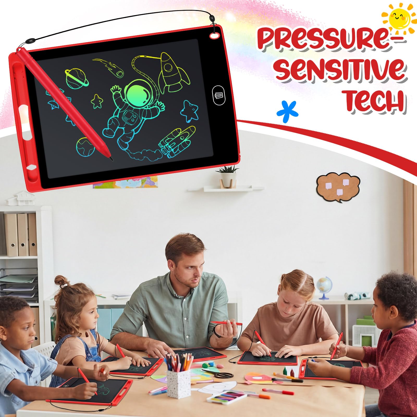 Zhehao 32 Pcs LCD Writing Tablet for Kids Bulk 8.5 Inch Colorful Doodle Board Tablet Erasable Doodle Pad Educational Toy Birthday Easter Gift for Boys Girl Age 3-10(Black)