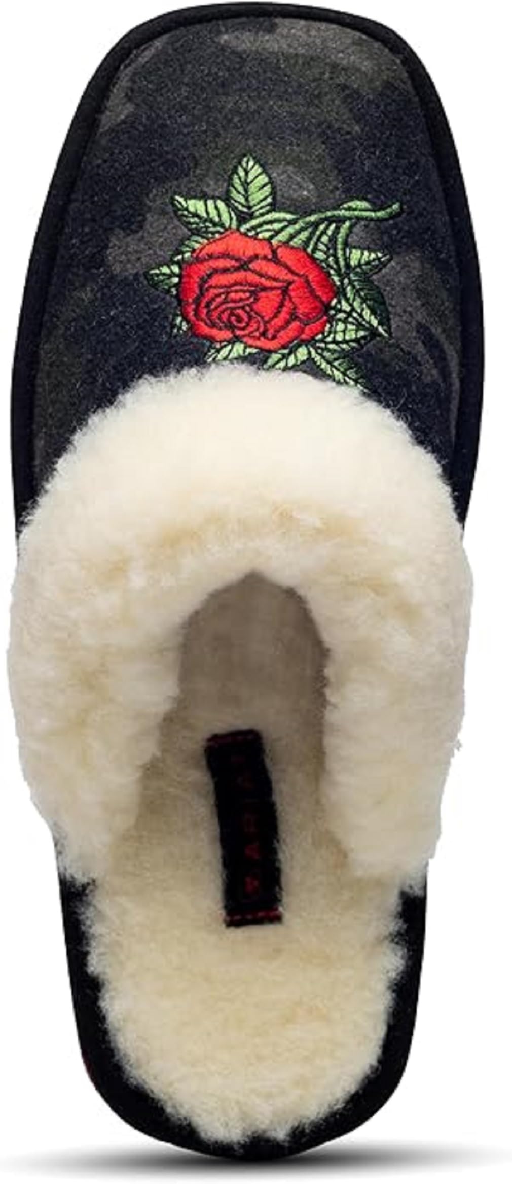 ARIAT Women's Jackie Square Toe Warm Soft Genuine Suede Leather Indoor Outdoor Slippers with Plush Collar