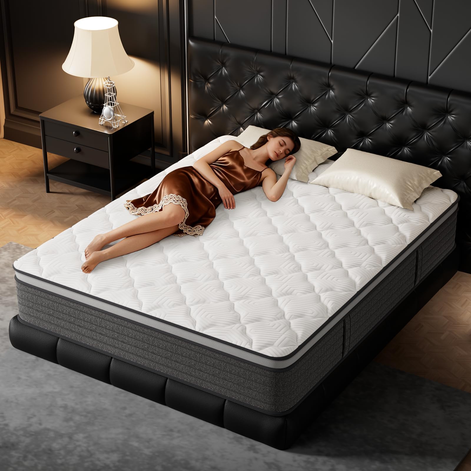 PUBPLON Twin Mattress, Hotel Luxury Hybrid 12 Inch Twin Size-Gel Memory Foam Mattress in a Box (New Version), Individually Wrapped Pocket Spring, Pressure Relief, Medium Firm