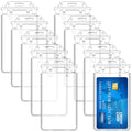 Tinlade 10 Pack Permanent Locking Hard Plastic Badge Holder Vertical Clear ID Badge Holder Heavy Duty Protector Case for Office School Card Travel 2.4 x 4.2 inches