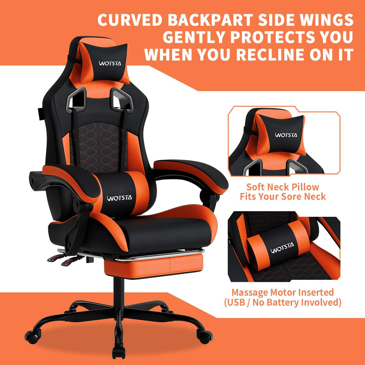 Gaming Chair with Footrest,High Back with Massage Reclining Computer Chair， Big and Tall Racing Gaming Chair Ergonomic Game Chair for Adults PVC Leather (Red)