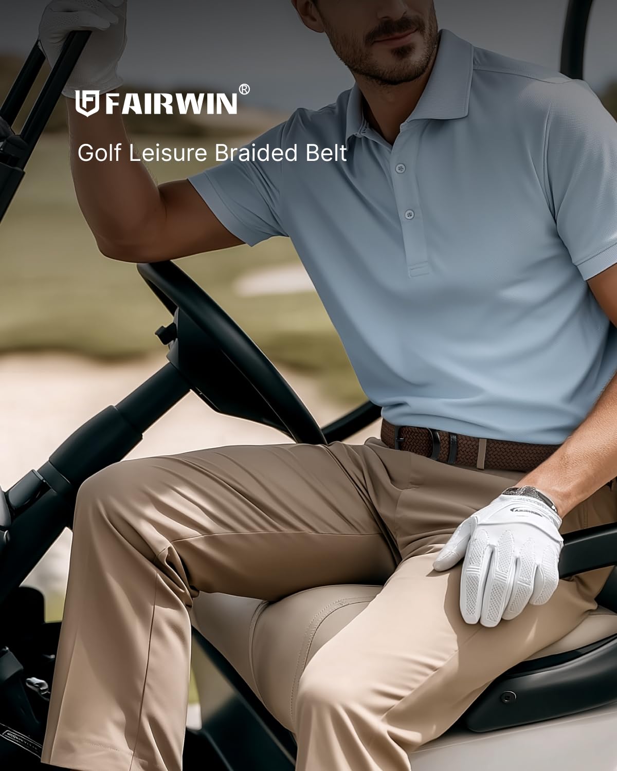 FAIRWIN Men's Golf Belt, Stretch Braided Elastic Woven Casual Jeans Belts 1 3/8" Nylon Web Work Belts for Men