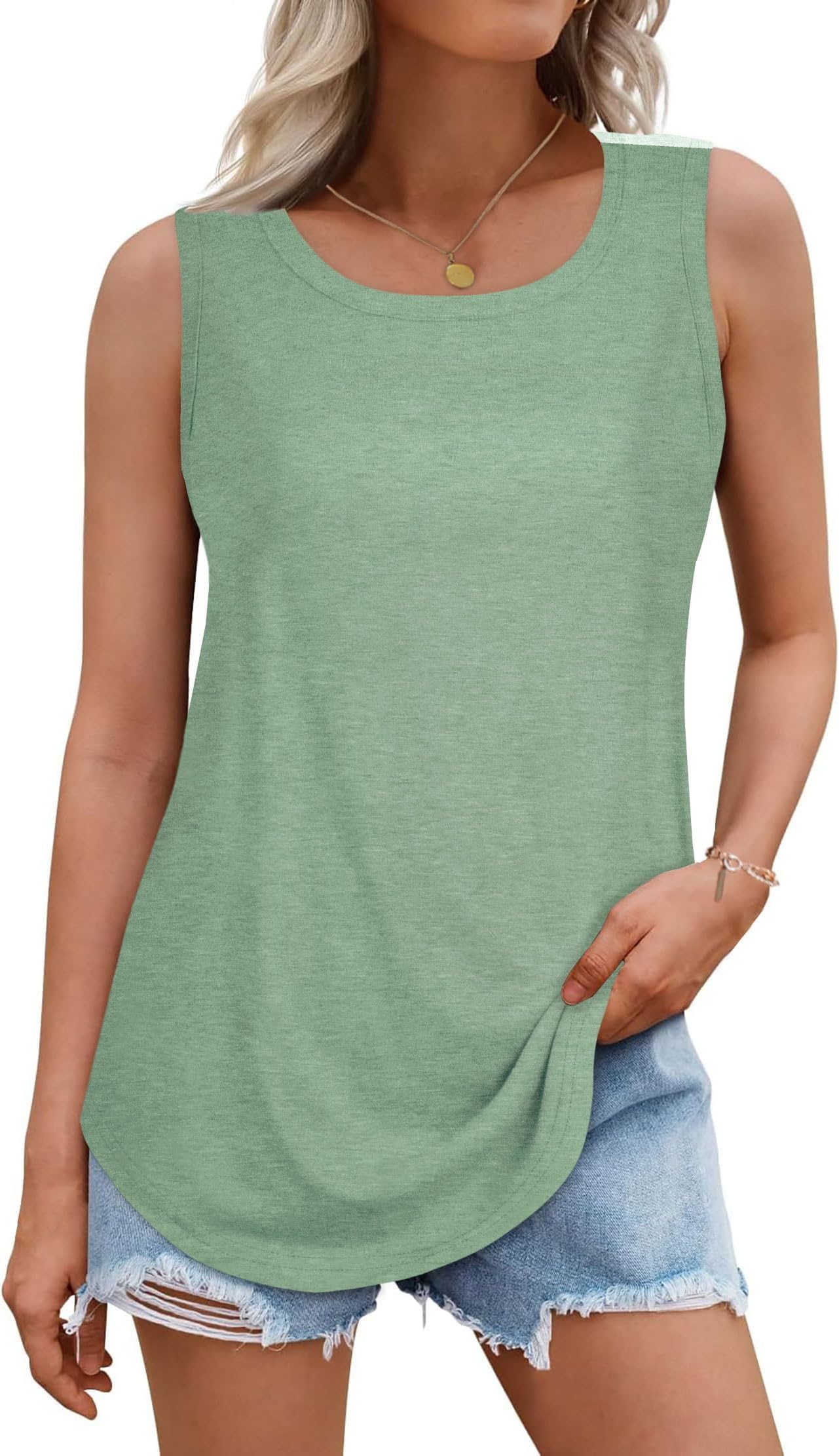 rosemia Tank Tops for Women Summer Sleeveless Casual Loose Fit Tunic Tops 2026
