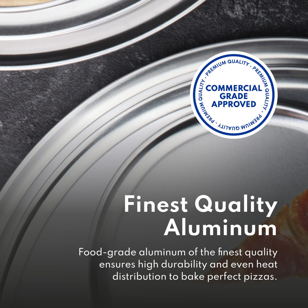 New Star Foodservice Restaurant-Grade Aluminum Pizza Pan/Tray, Wide Rim, 8 Inch, Pack of 6
