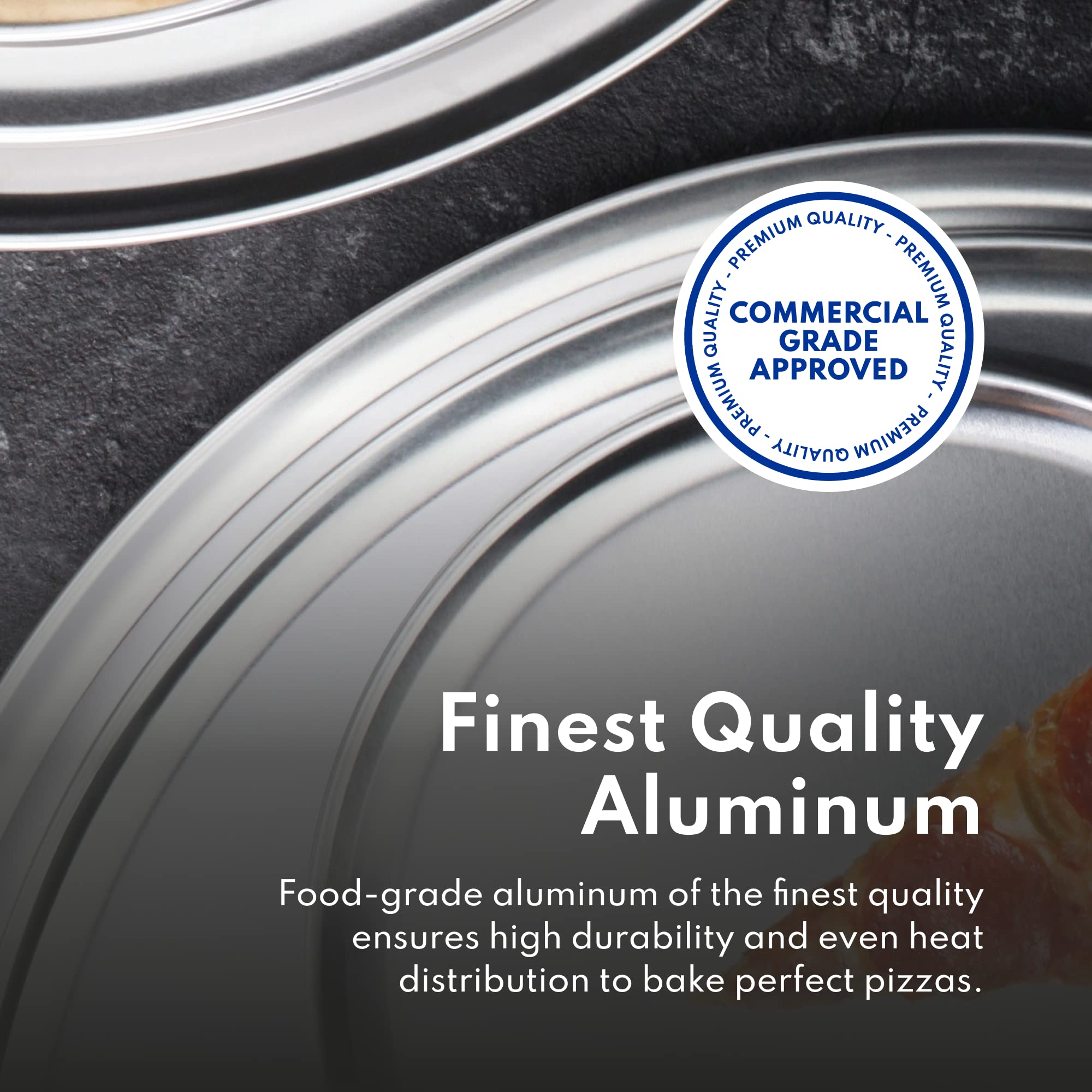 New Star Foodservice Restaurant-Grade Aluminum Pizza Pan/Tray, Wide Rim, 8 Inch, Pack of 6