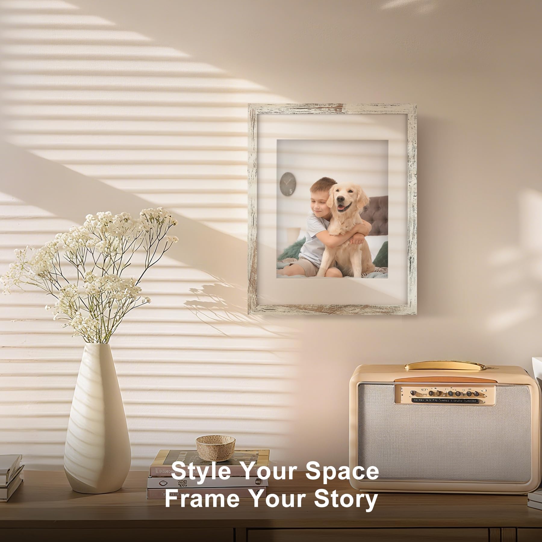 TOFOREVO Picture Frames 4x4 Set of 2 Black Wood Grain Photo Frame for Gallery Wall Mounting or Tabletop Display