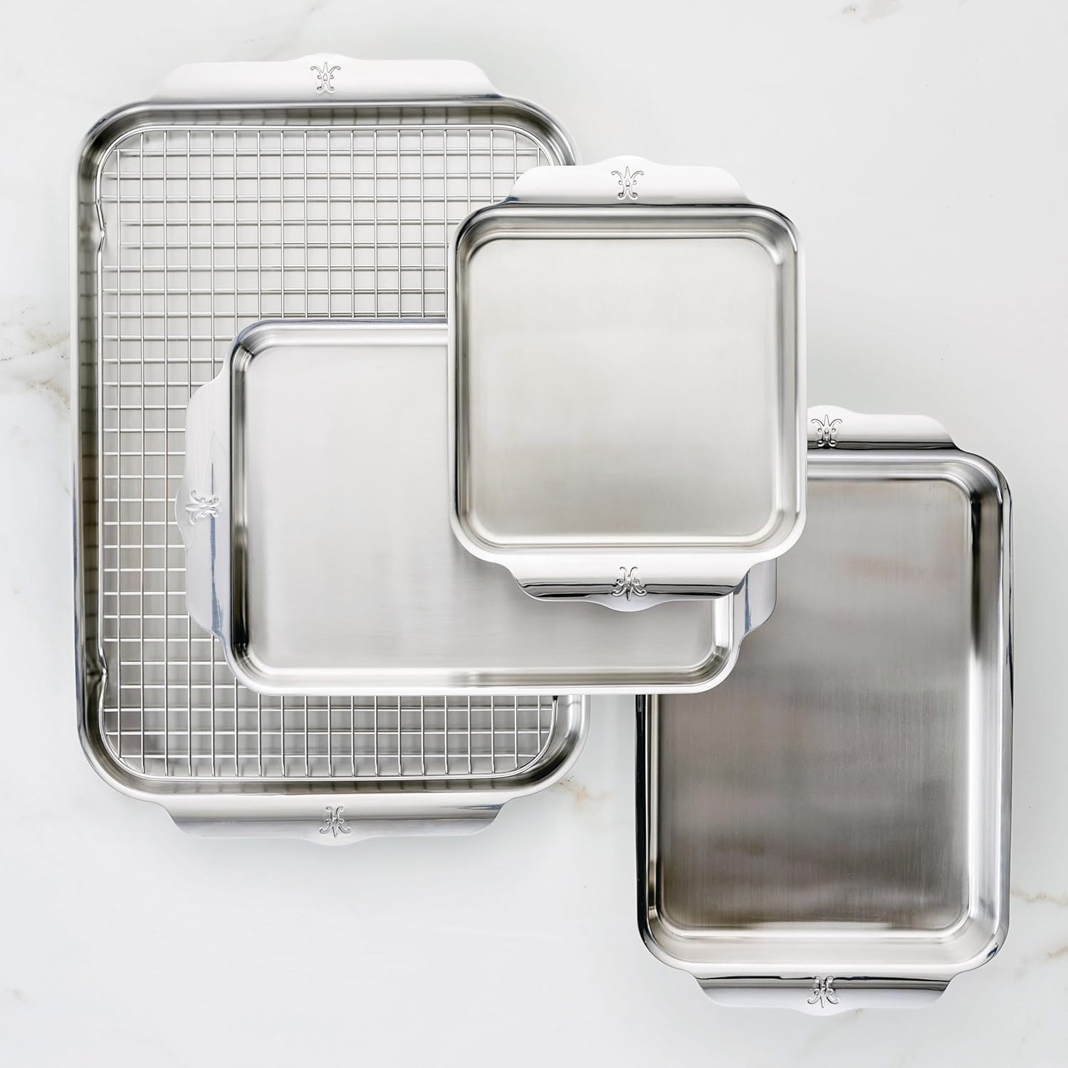 Hestan Provisions OvenBond – 3-Piece Tri-ply Baking Sheet Set Professional Stainless Steel Bakeware, Half & Quarter Sheets & Rack