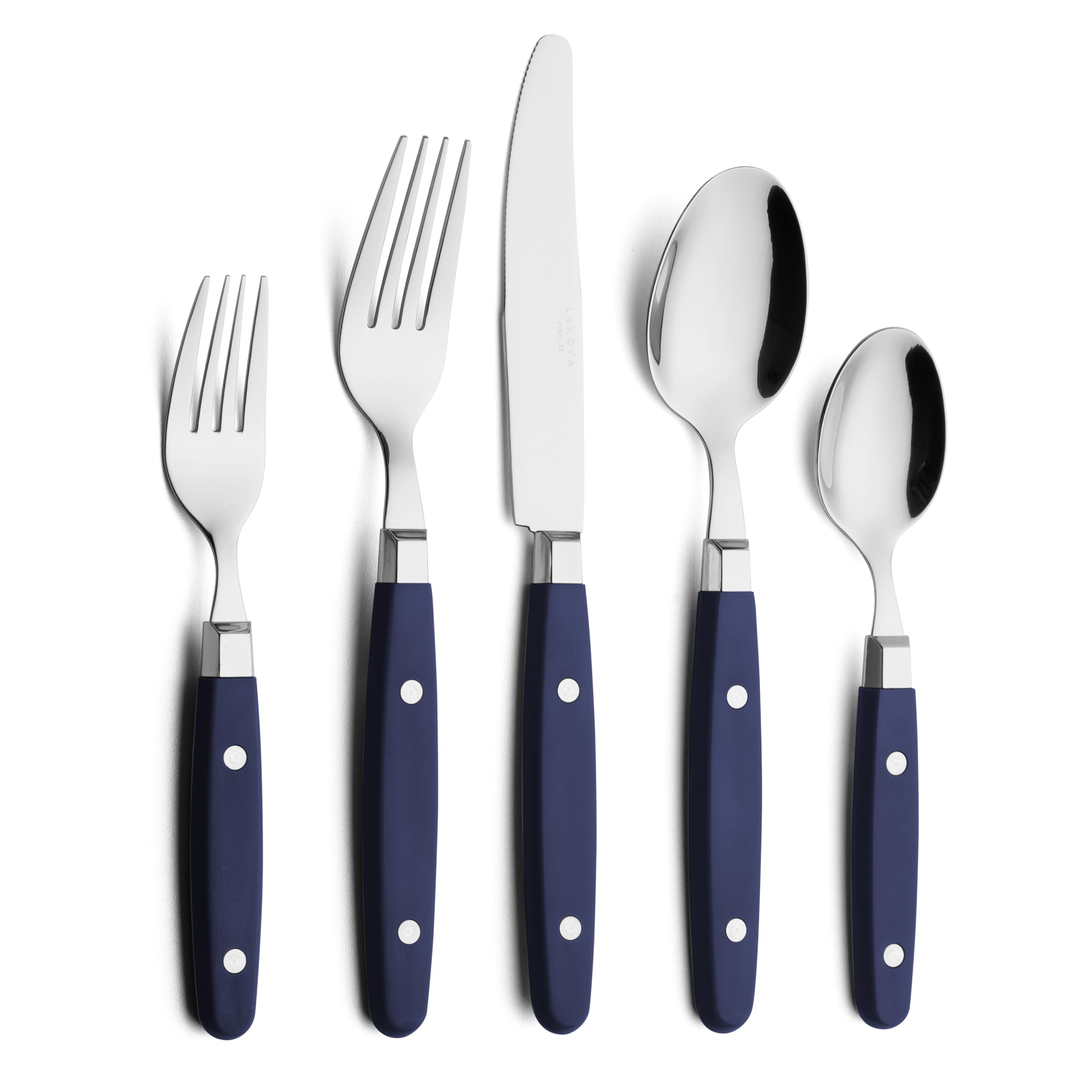 ANNOVA Silverware Set, Retro/Rivet Colorful Stainless Steel Tableware Kitchen Flatware Set Utensils, Includes Dinner Knives, Forks, Spoons, Salad Forks & Dessert Spoons (Brown, 20 Pieces)