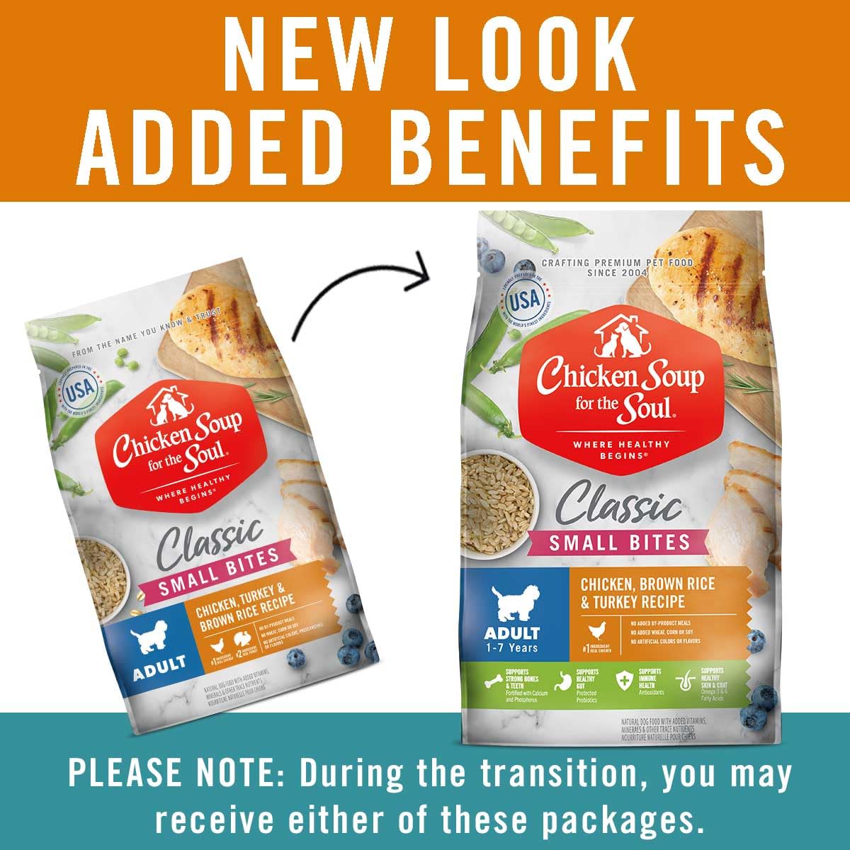 Chicken Soup for The Soul All Natural Premium Small Bites Adult Dry Dog Food, Real Meat First Ingredient, No by-Products, Supports Gut & Immune Health, Beef & Brown Rice, 13.5lb