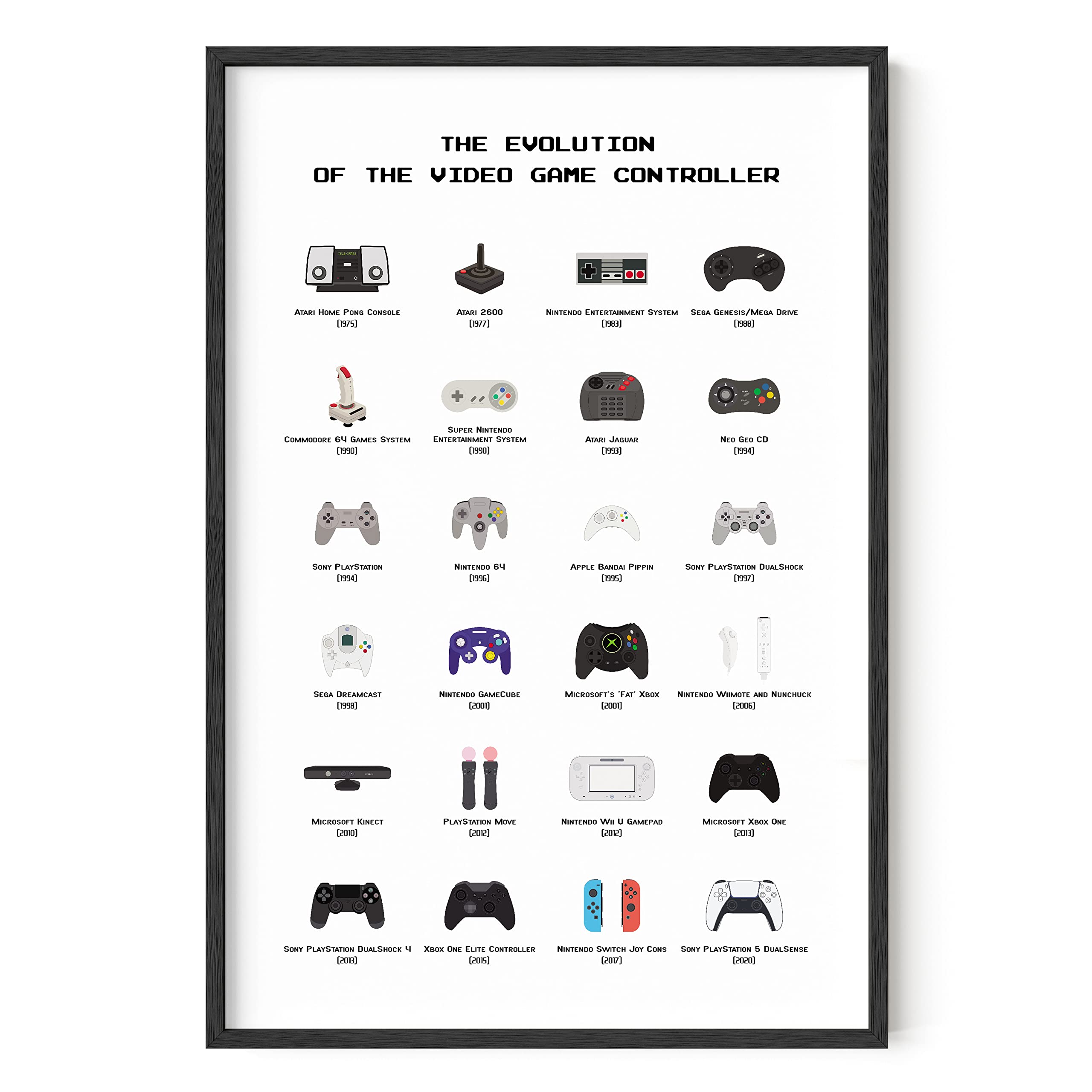 HAUS AND HUES Video Game Art, Video Game Posters for Boys Room, Gaming Room Decor for Boys Wall Decor, Gamer Wall Decor, Gaming Decorations (Beige Frame, 12x16)