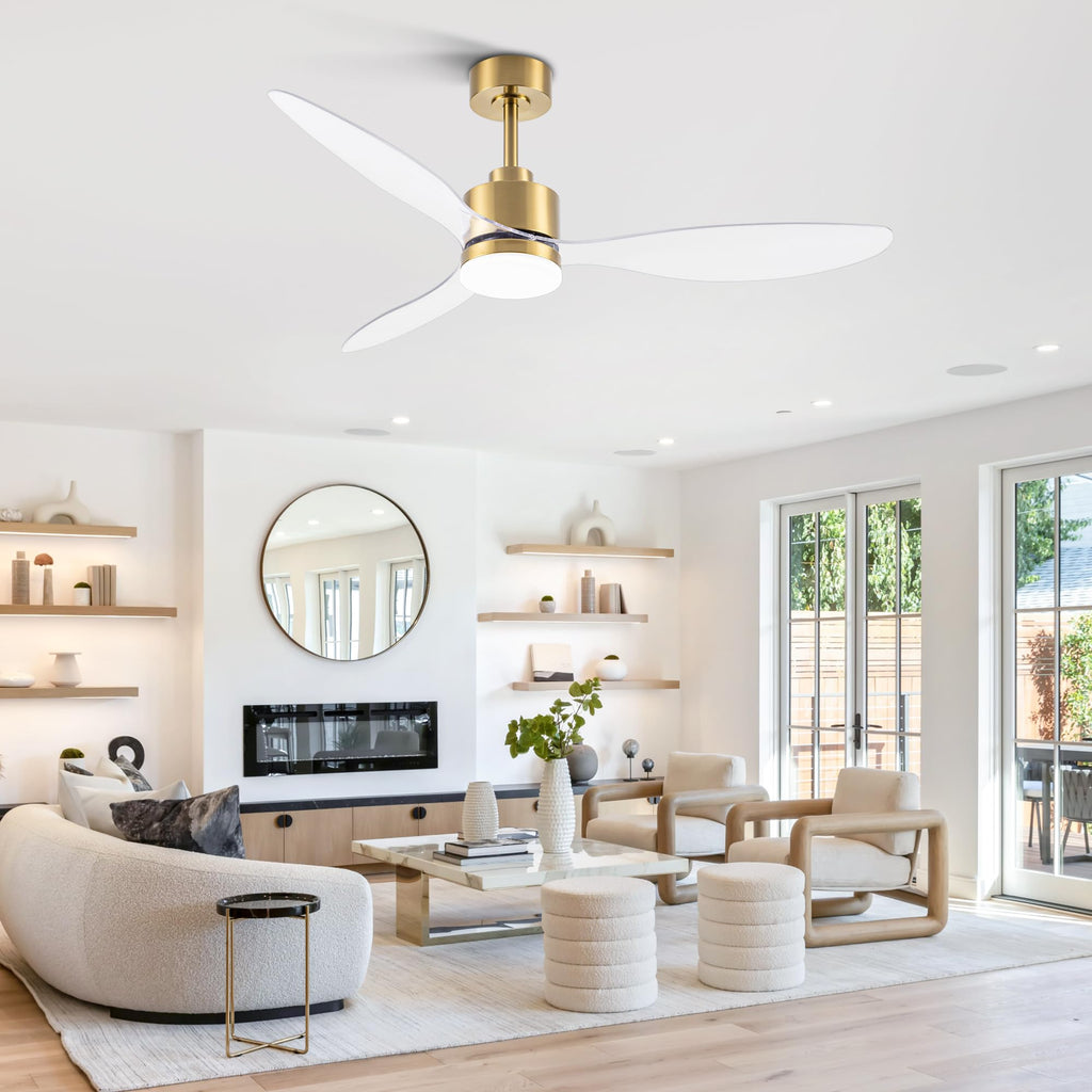 52" Ceiling Fans with Lights and Remote, Quiet DC Motor, 3 Reversible Blades, 6-Speed, Modern Industrial Black Ceiling Fan with 3-Color LED Light Fandelier for Bedroom Living Room