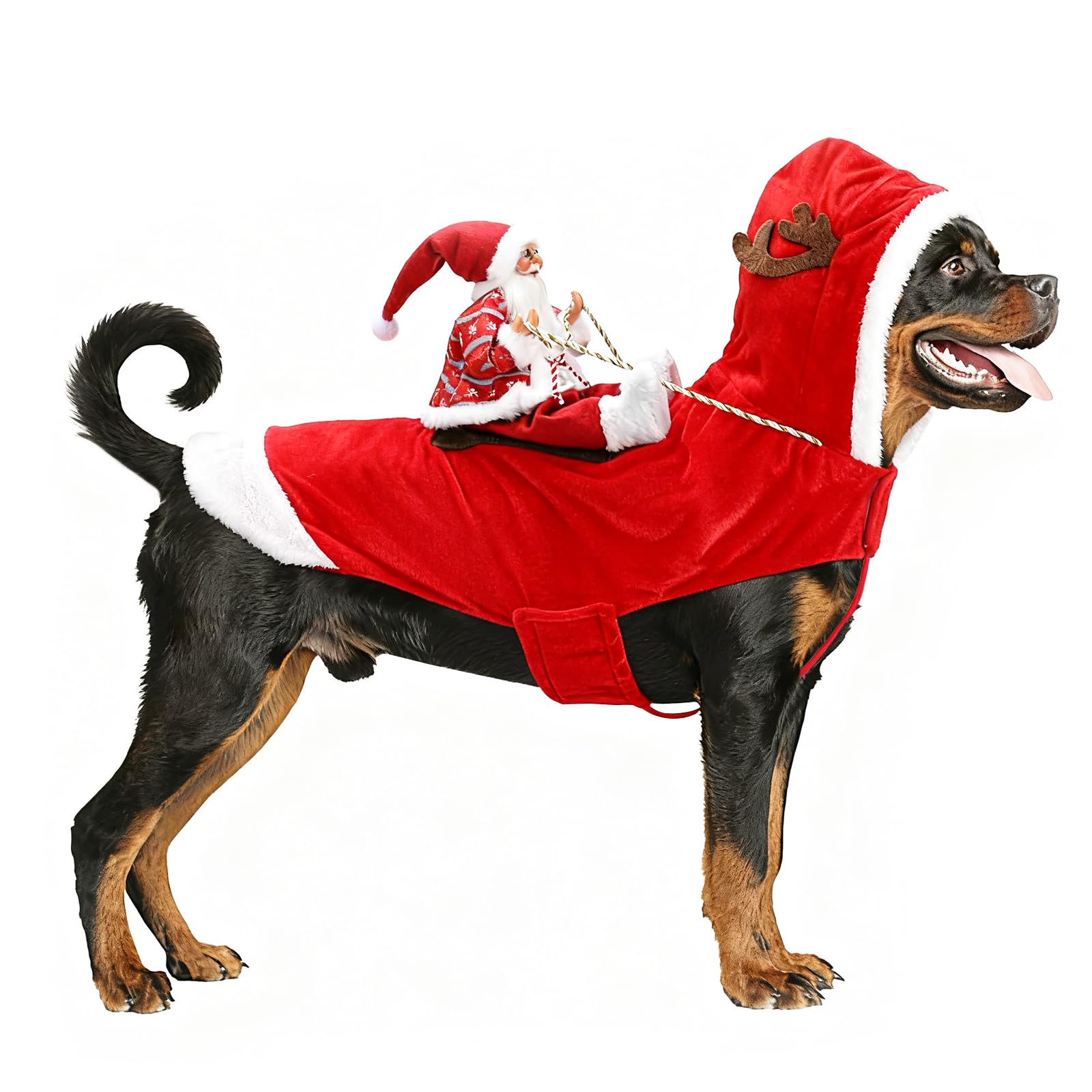 BWOGUE Santa Dog Costume Christmas Pet Clothes Santa Claus Riding Pet Cosplay Costumes Party Dressing up Dogs Cats Outfit for Small Medium Large Dogs Cats