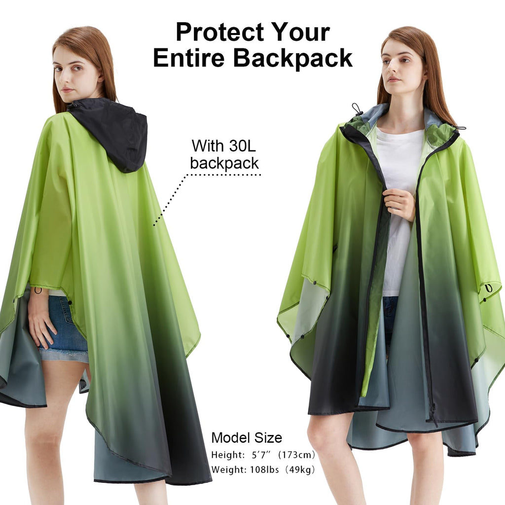 Rain Poncho Jacket Coat Hooded Zipper Style for Women/Men/Adult with Pocket