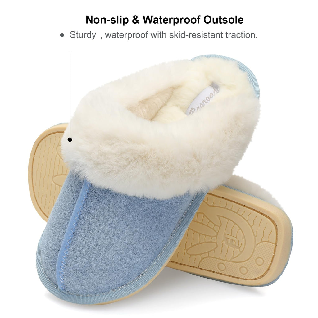 Besroad Winter Fuzzy House Slippers Sandals Plush Faux Fur Fluffy Flats Slippers Warm Slide Shoes for Women