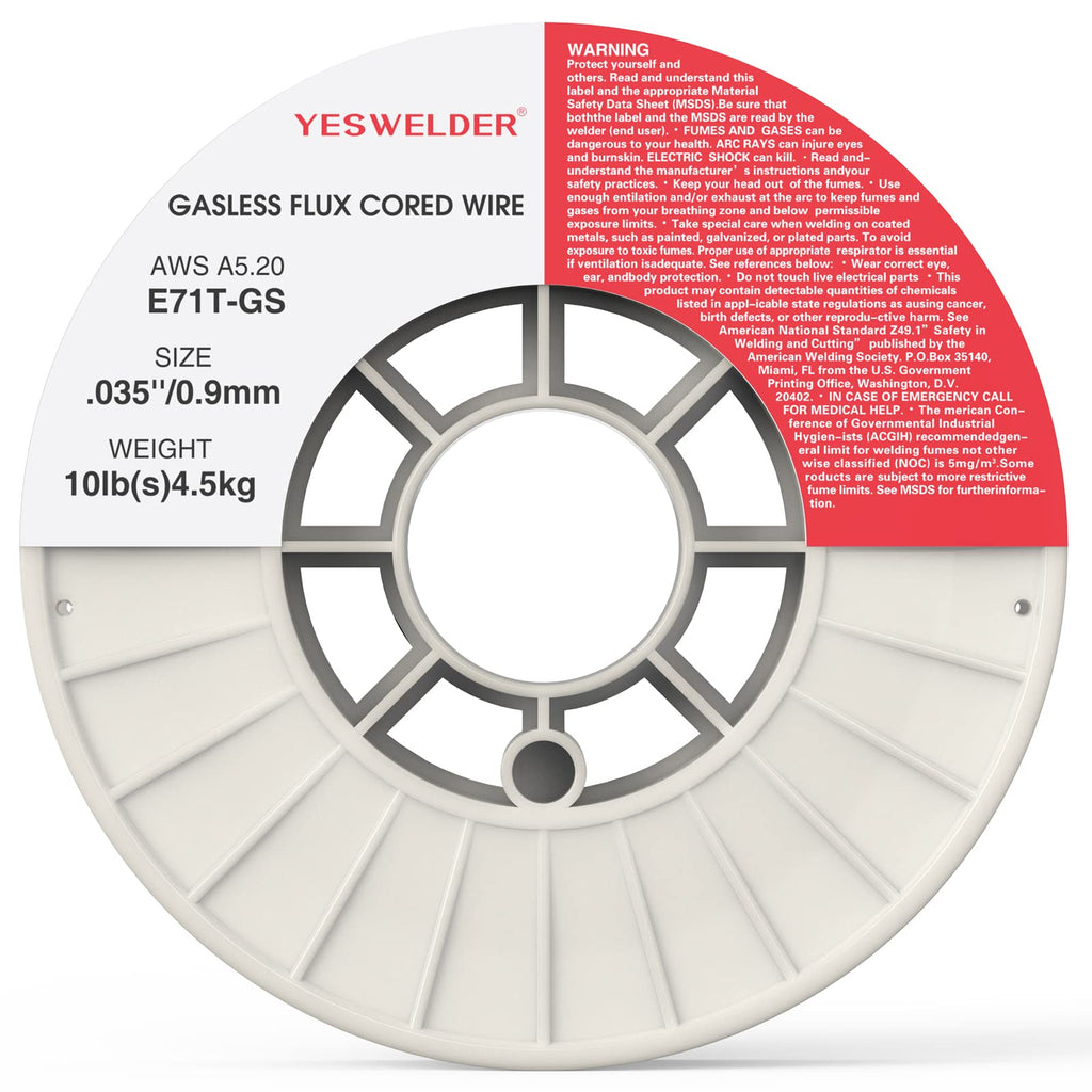 YESWELDER Flux Core Gasless MIG Wire, E71T-GS Mild Carbon Steel .030-Inch Diameter 2-Pound, Strong ABS Plastic Spool Welding Wire (2 Packs)