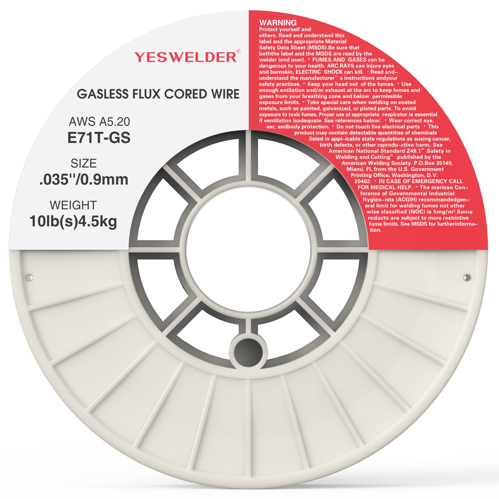 YESWELDER Flux Core Gasless MIG Wire, E71T-GS Mild Carbon Steel .030-Inch Diameter 2-Pound, Strong ABS Plastic Spool Welding Wire (2 Packs)