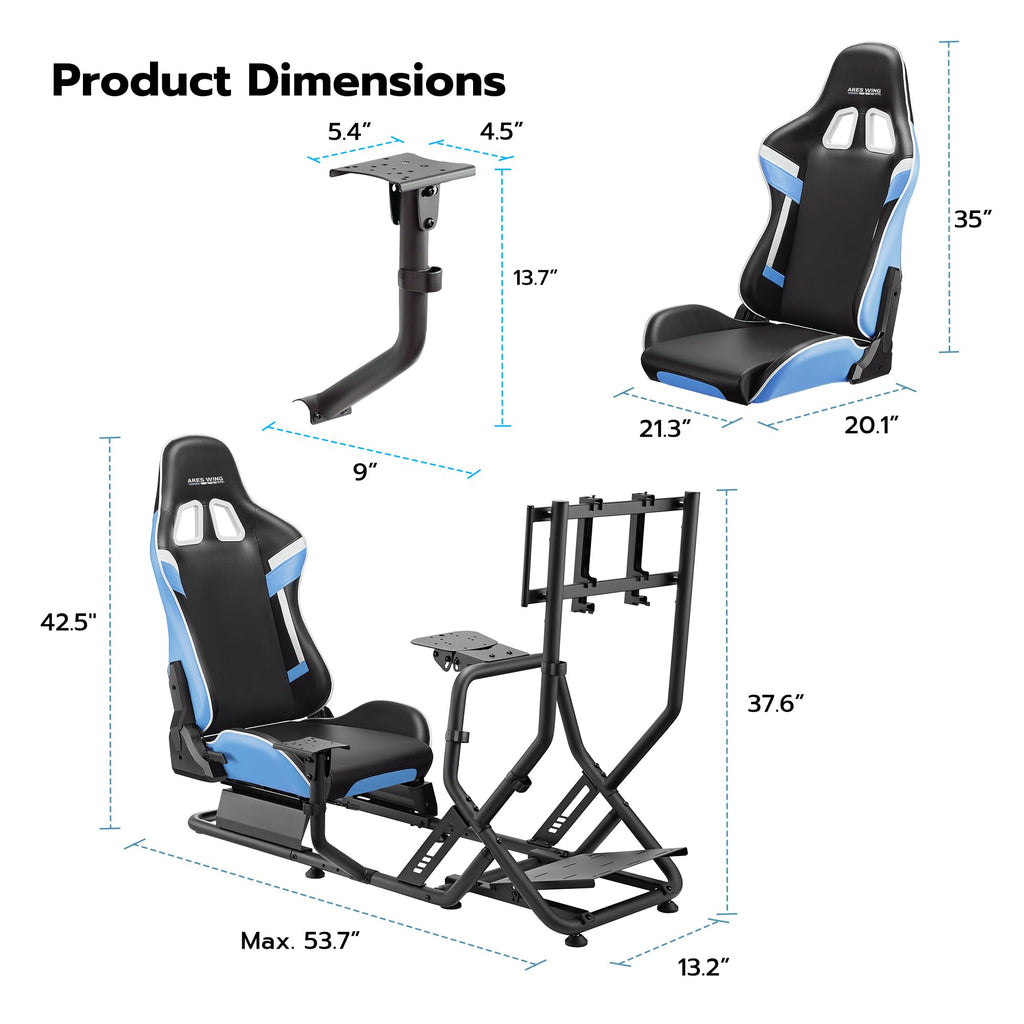 ARES WING Sim Racing Cockpit, Racing Wheel Stand with Seat, Formula and GT Racing Simulator Cockpit Compatible with Fanatec, Thrustmaster, Logitech, Moza Racing Games on PS5, PS4, Xbox and PC