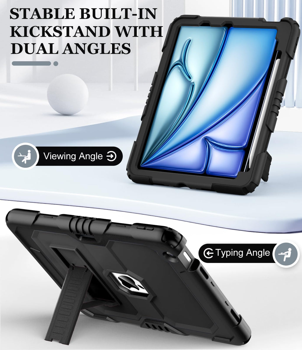 OKP Case for iPad 9th/ 8th/ 7th Generation (2021/2020/2019), Heavy Duty 10.2 inch iPad Shockproof Rugged Protective Cover with Built-in Stand, Hard iPad 9 8 7 Gen Cases for Kids Girls Boys, Black