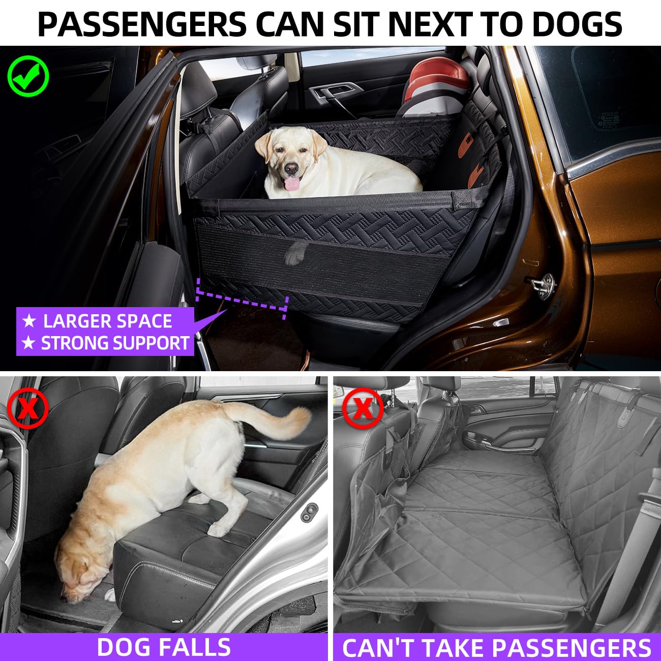 TKYZ Medium Dog Car Seat,Back Seat Extender for Dogs,Waterproof Large Dog Seat Cover for Backseat, Pet Bed for Car Hammock(Black-s)