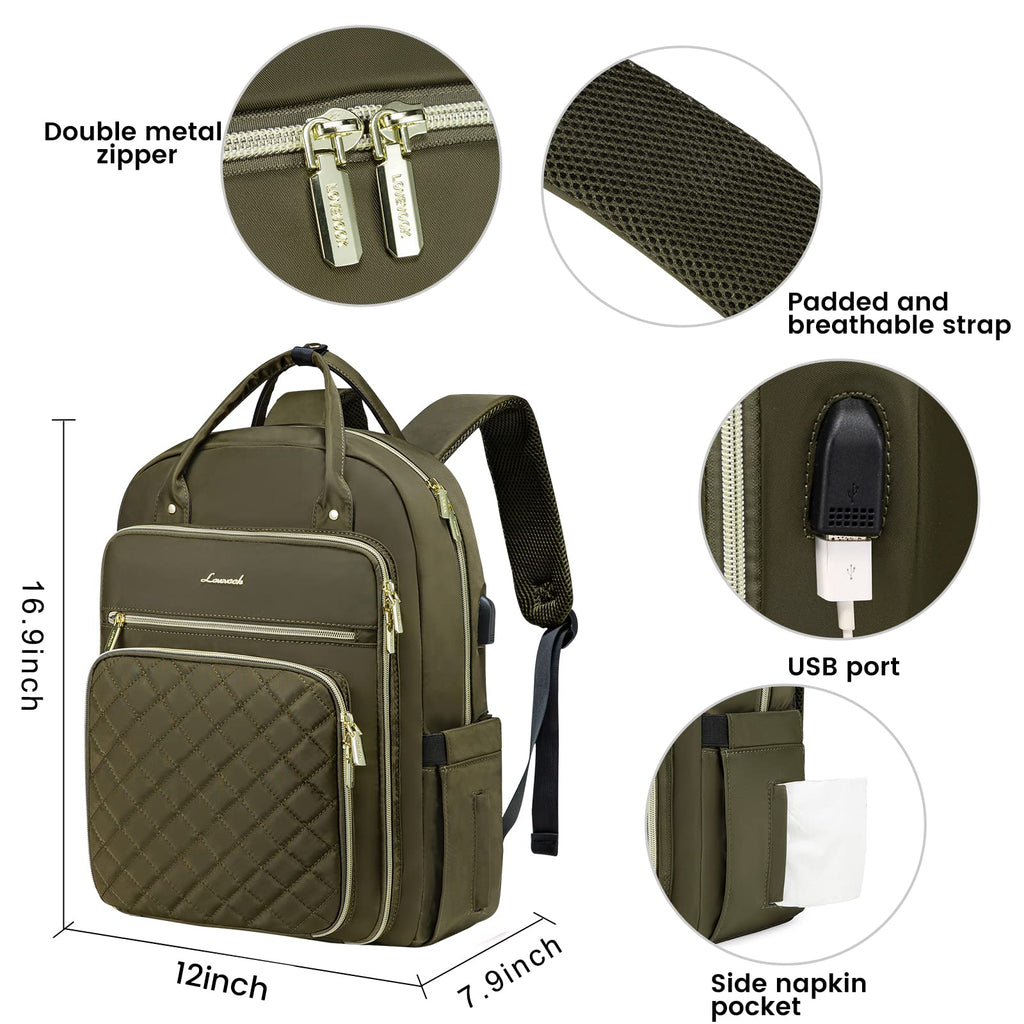 LOVEVOOK Laptop Backpack for Women, Water Resistant Travel Work Backpacks Purse College Business Teacher Nurse Computer bag with USB Charging Port