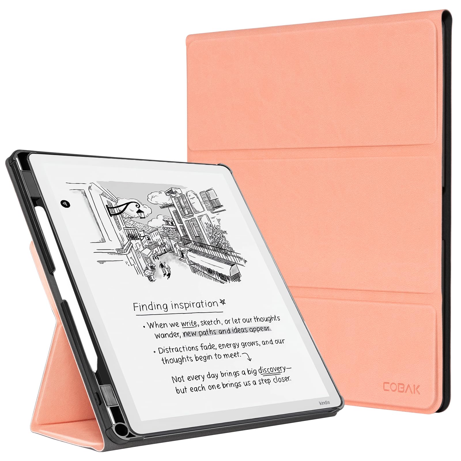 CoBak Stand Case for Kindle Scribe - Premium Folio Leather Cover with Pen Holder, Auto Sleep/Wake - Compatible with 10.2 Inch Kindle Scribe (2022/2024 Release)