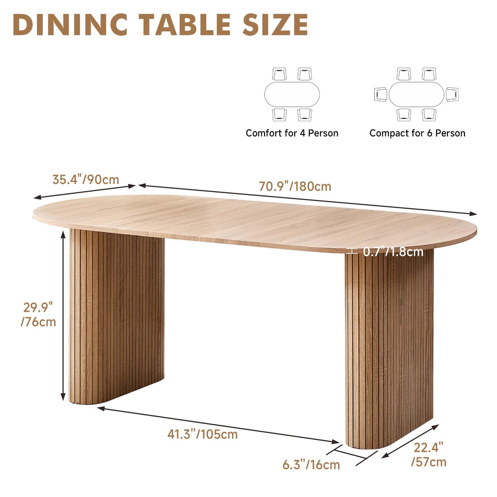 70.8" Oval Table for 4 6 Person, Modern Farmhouse Kitchen Dinner Table for Living Receiption Room, Black