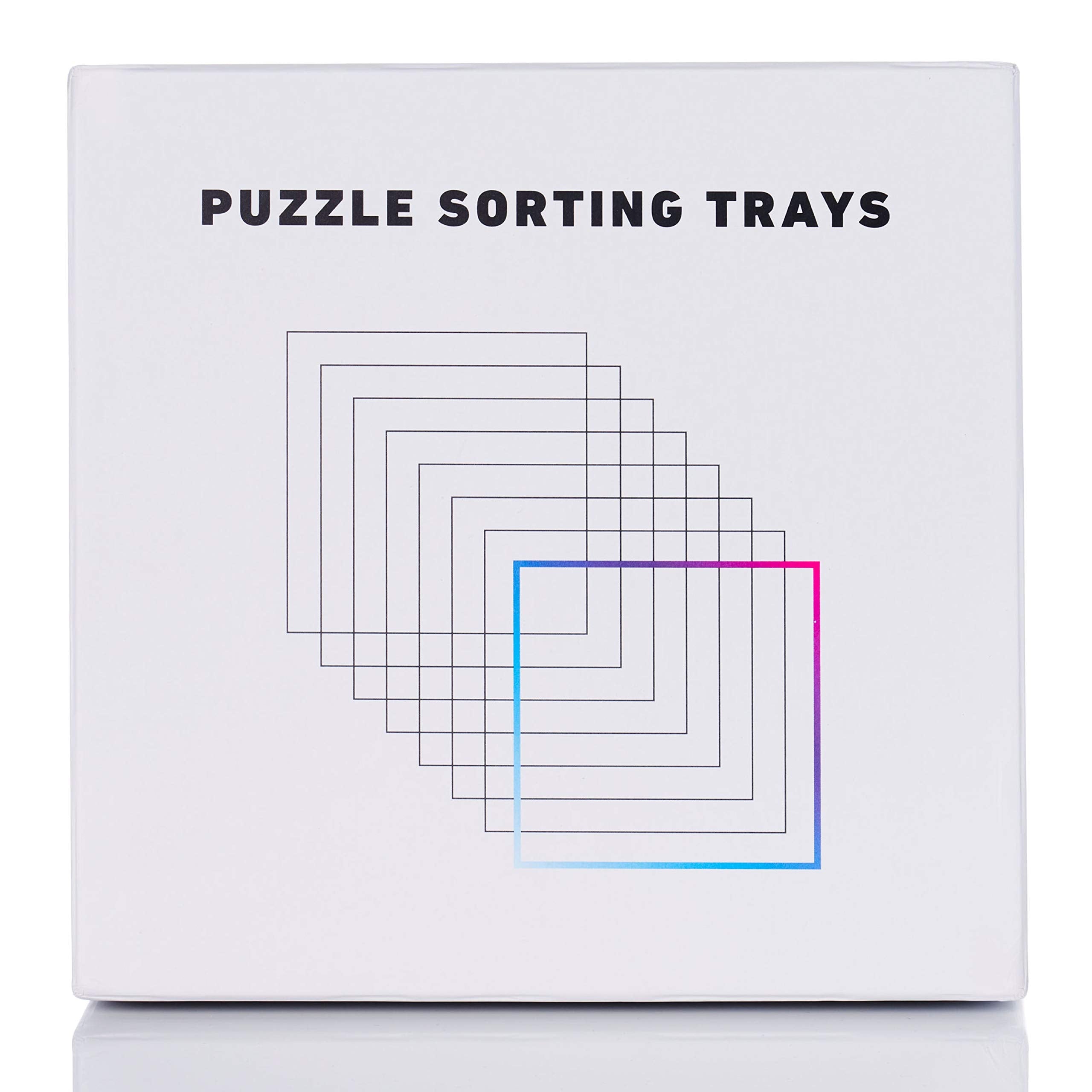 8 Puzzle Sorting Trays with Lid 8" x 8" - Jigsaw Puzzle Accessories Black Background Makes Pieces Stand Out to Better Sort Patterns, Shapes and Colors | for Puzzles Up to 1500 Pieces