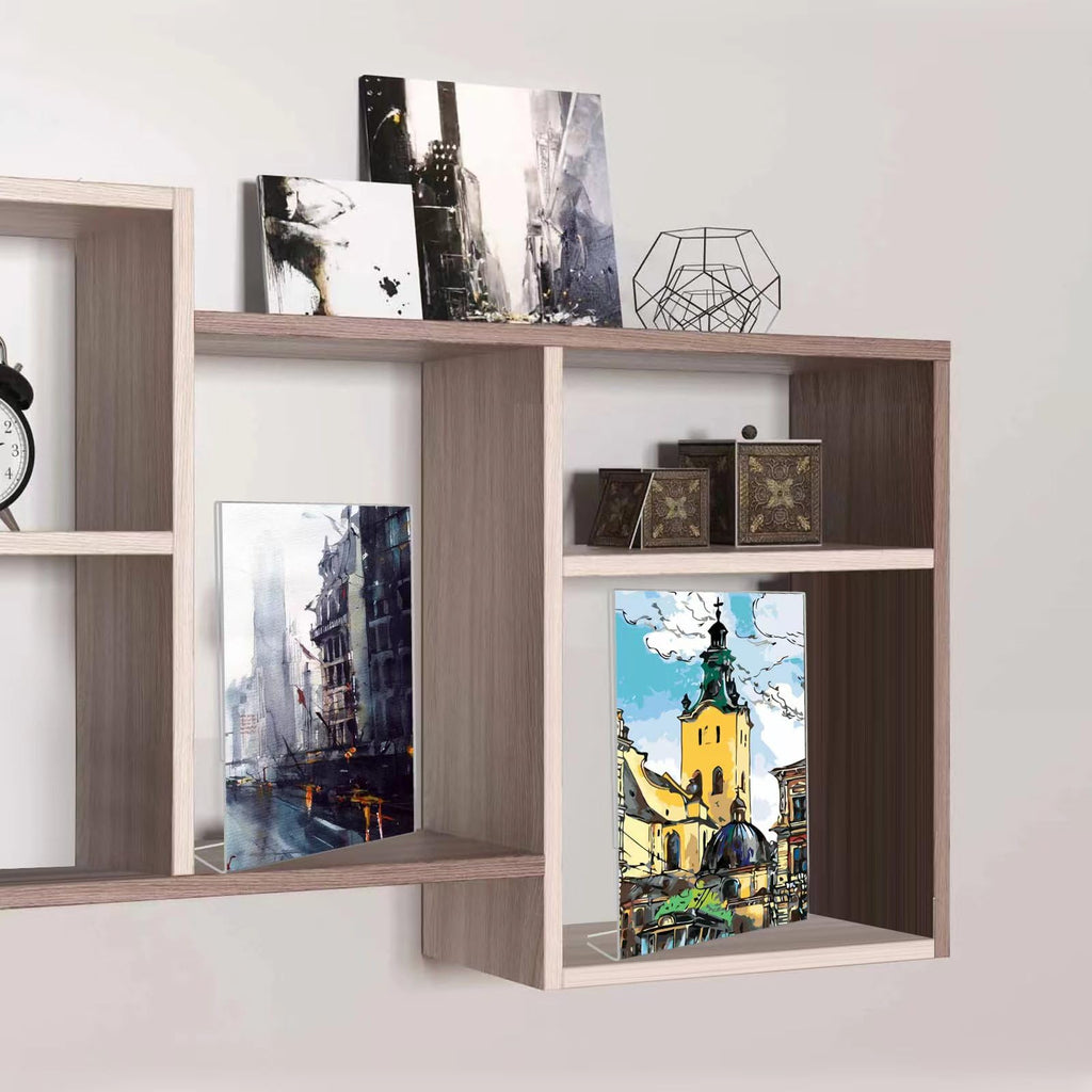 4x4 Acrylic Picture Frames, Set Of 6 Clear Acrylic Frameless Gift for Desktop Display, Standing Picture or Display Sign Holder with Inserts for Home Office