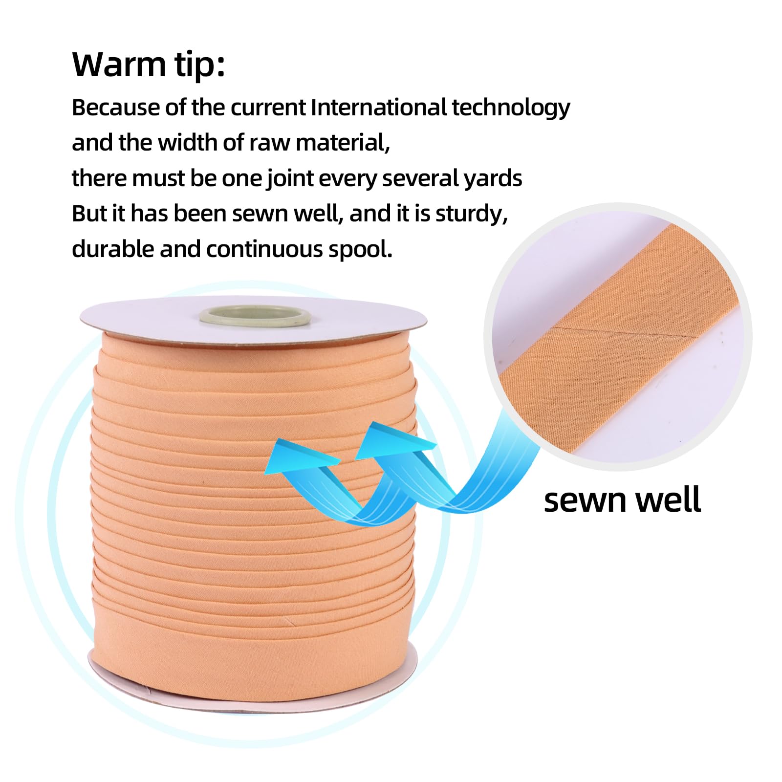 Tewadoo Bias Tape Double Fold 1/2 Inch - Black 55 Yards Polyester Binding Tape for Sewing, Quilt Binding, Hemming, Seaming and Fabric Piping