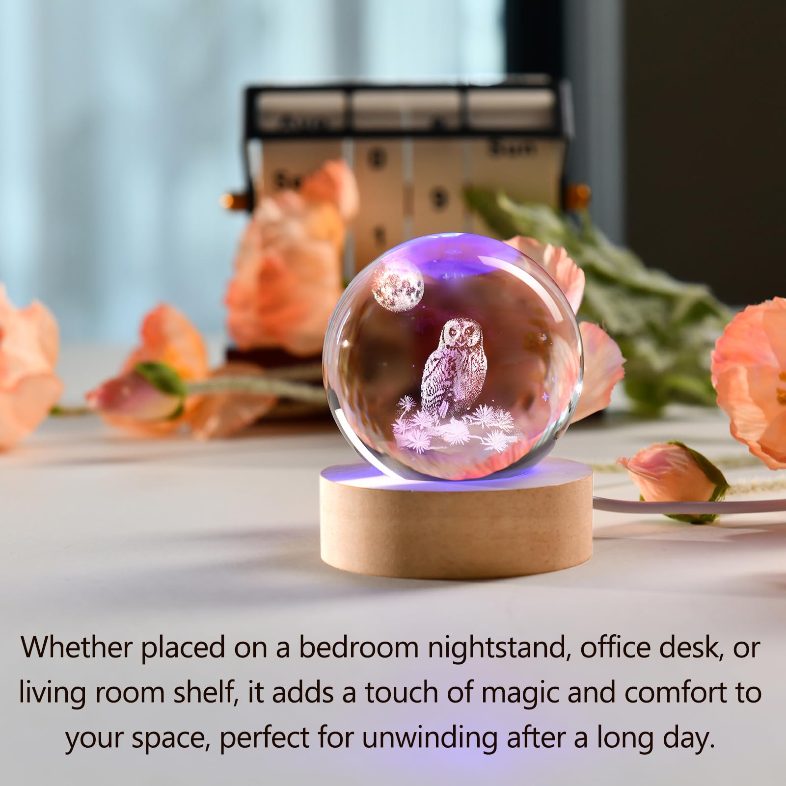 IFOLAINA Butterfly Crystal Ball Gifts Ideas for Girlfriend Wife Mom Couple Her Bithday Mothers Day 3D Butterfly on Sunflower Night Light Decorative Globes Room Decor