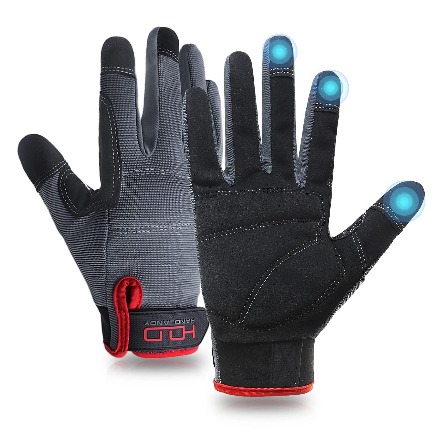 AIGEVTURE Safety Work Gloves Mens & Women, Light Duty Mechanic Gloves Touch Screen, Gardening Work Gloves with Grip,High Dexterity