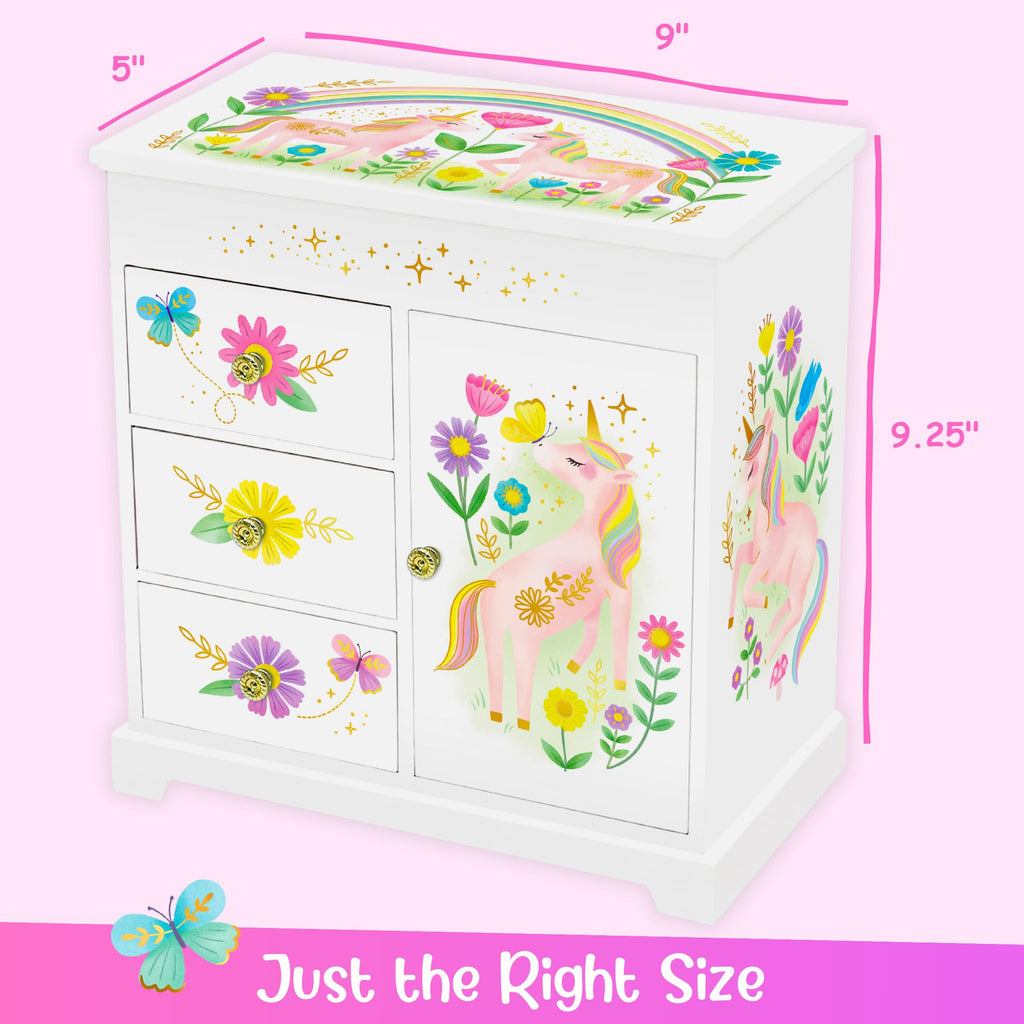 Giggle & Honey® Unicorn Musical Jewelry Box for Girls Unicorn Toys for Girls Age 4-6 Kids Jewelry Box with Drawers