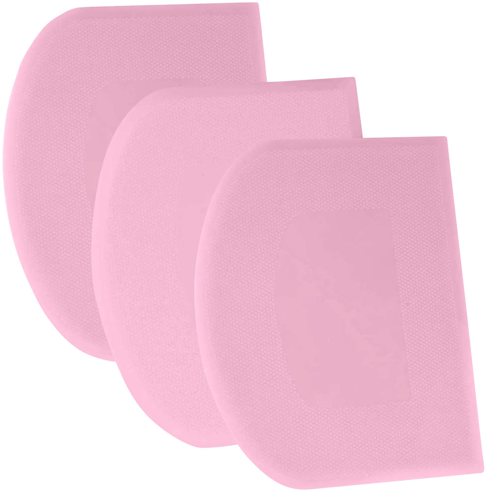 SURDOCA Dough Scraper Bench Scraper - 3P 4.7x3.7" Plastic Flexible Bowl Scraper, Sharp Edge & Angles Cake Scraper. Non-Slip Bakeware Decorating Tools Sculpting & Modeling Tools - Blue+White+Pink