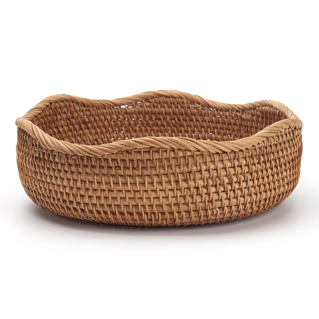 Natural Rattan Fruit Storage Baskets Rectangular Woven Wicker Box for Key Holder Remote Stackable Natural Set of 3