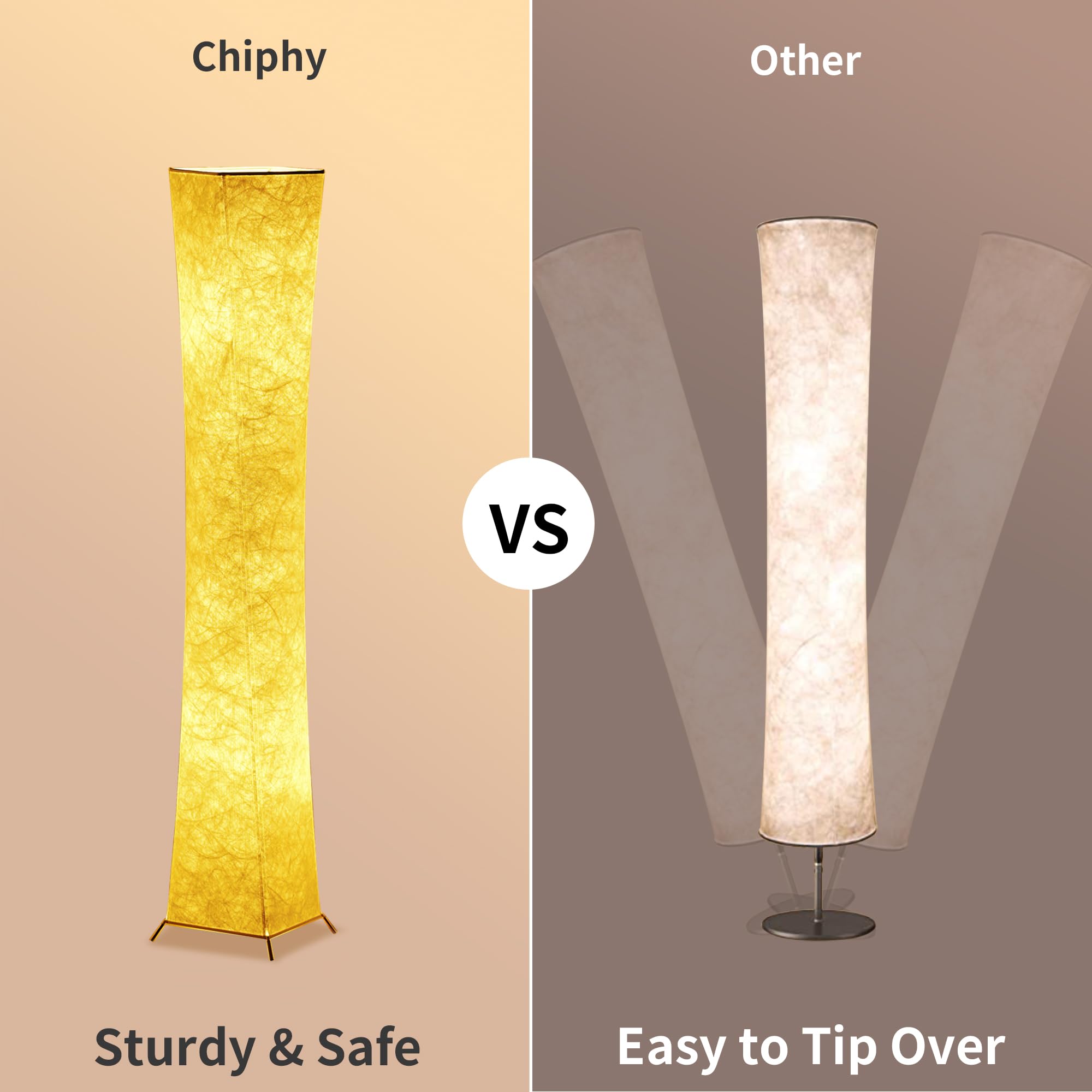 chiphy Floor Lamp, Dimmable 39" (XS) Tall Standing Lamp, 3 Levels Adjustable Brightness 12Wx2 LED Bulbs, Column Floor Light w/White Fabric Shade, Home Decor for Living Room, Bedroom, Kids Room