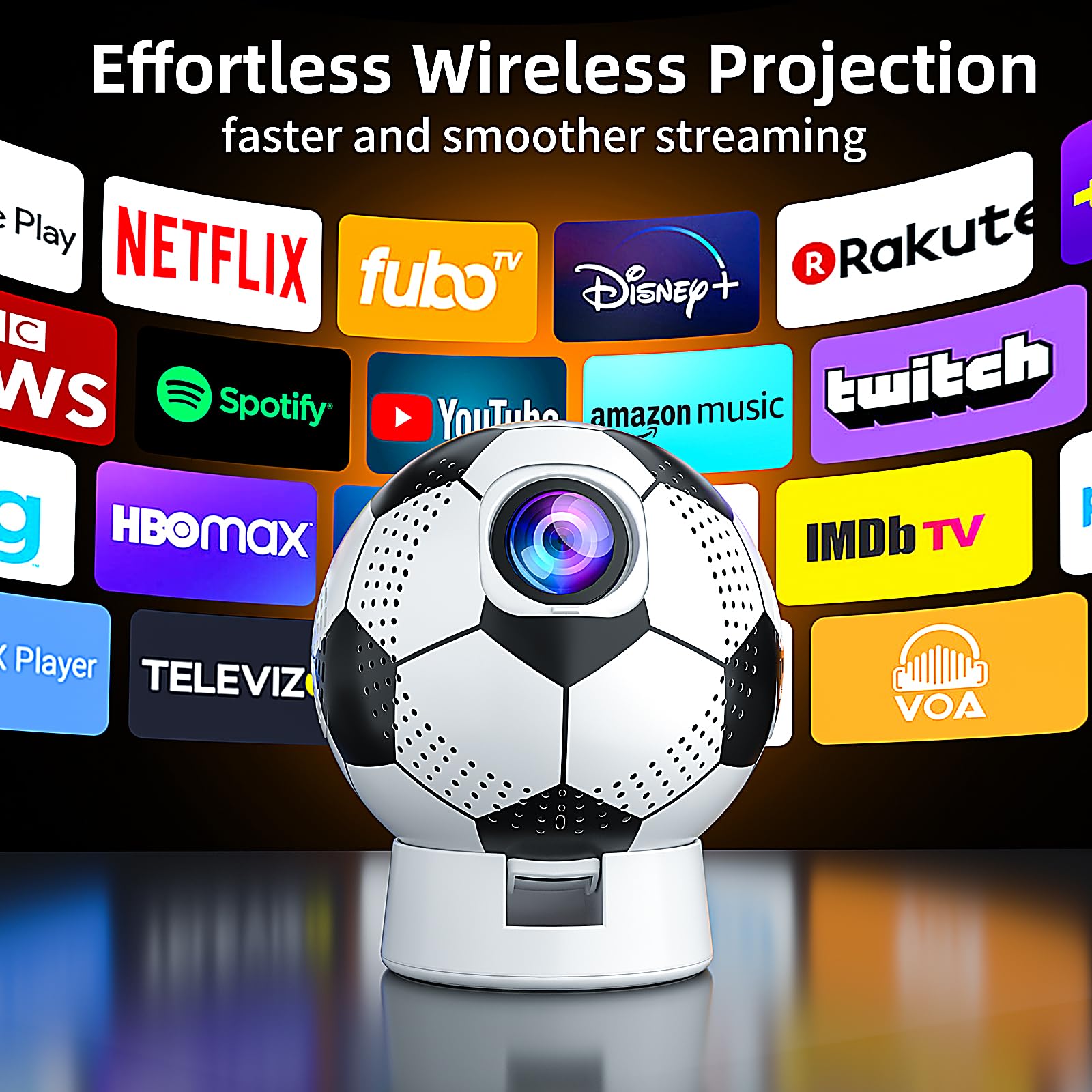 World Cup 2026 Projector with WiFi and Bluetooth, Portable Outdoor Movie Projector Compatible with Smartphone, Fire TV Stick, HDMI, USB