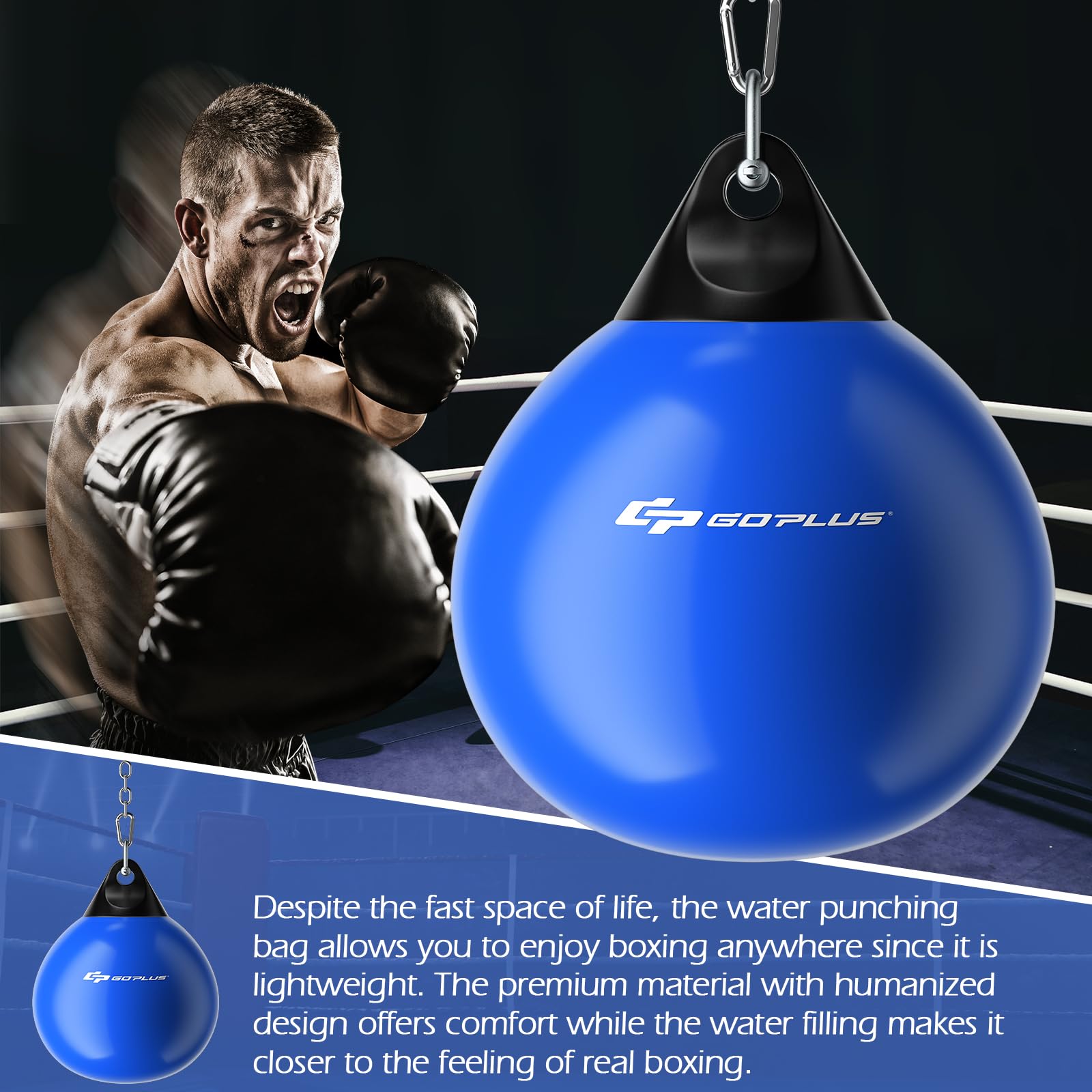 Goplus Water Aqua Bag, 21'' 180 Pound /18” 110 Pound Heavy Punching Bag with Adjustable Metal Chain, Water Injection Hose, Boxing Training Bag for Adults Fitness, MMA