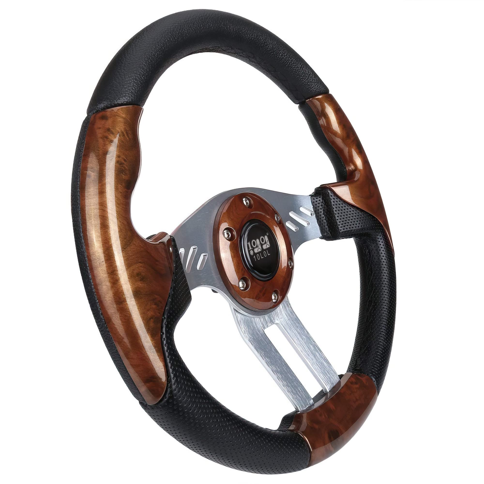 10L0L Golf Cart Steering Wheel, 13' Universal Fit for EZGO TXT/RXV, Club Car DS/Precedent, Yamaha G2-G29 (Carbon Black)