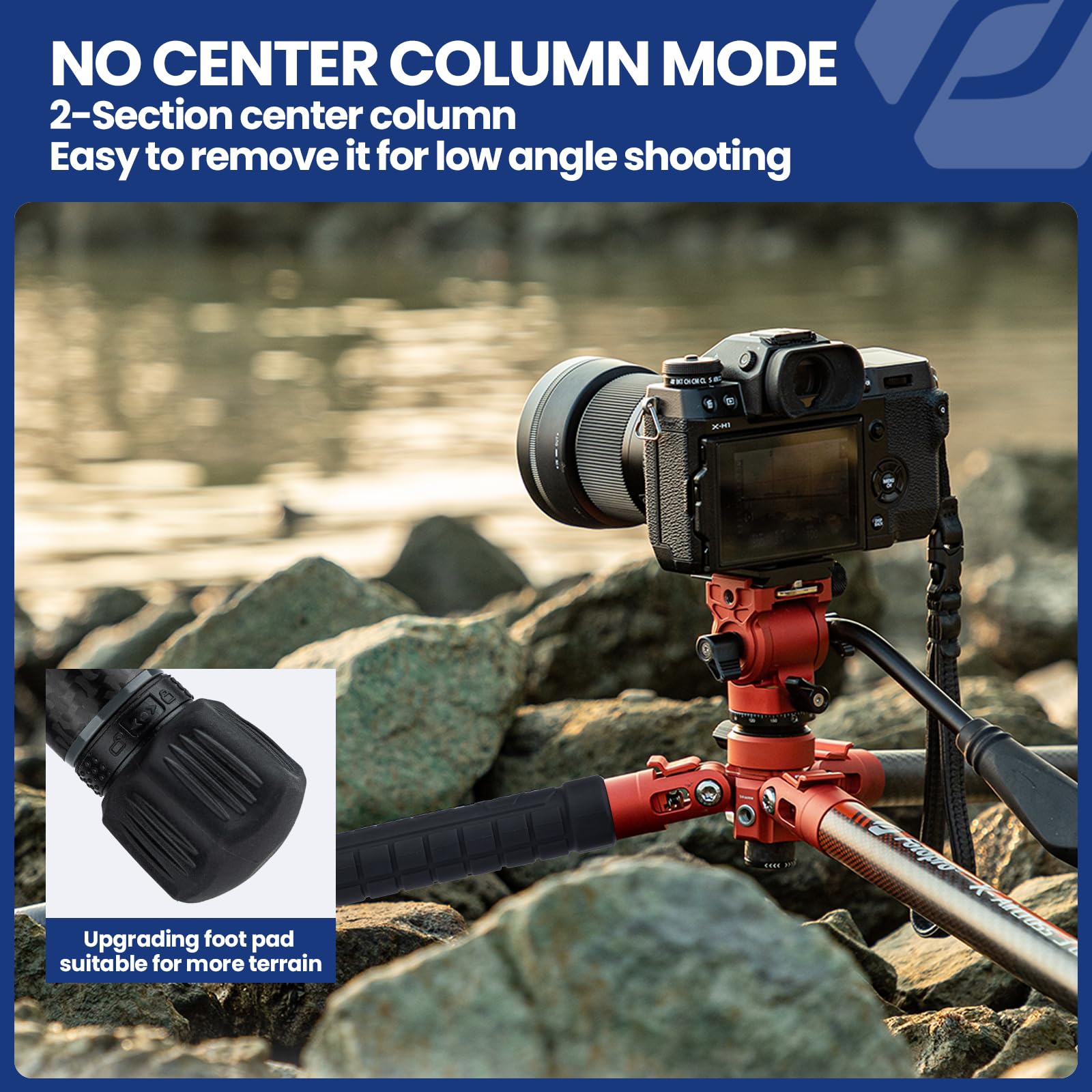 Fotopro 60" Camera Tripod, Carbon Fiber Travel Tripod with 360° Ball Head, Ultralight 2.1lbs, 22lbs Load, Quick Lock, Folds to 14.3" Carry-On, for DSLR Mirrorless Cameras, X-Aircross 3 Blue
