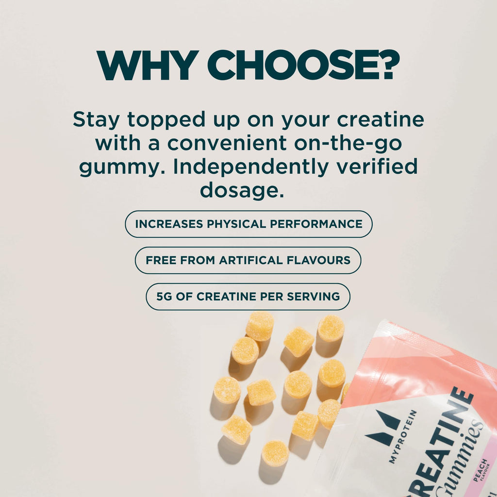 Myprotein Creatine Gummies, 5g Creatine Monohydrate per Serving, Lemon, 90 Count, 18 Servings, Chewable Post/Pre Workout Strength & Recovery Sports Nutrition Supplement, Vegan, Non-GMO