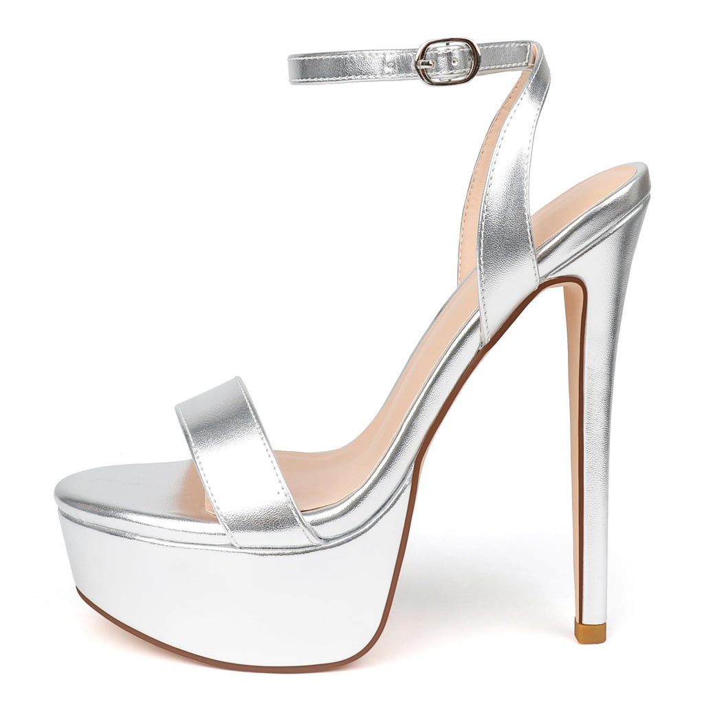 MERUMOTE Women's Platform Heels Sky High Heel Sandals Party Bridal Evening Shoes