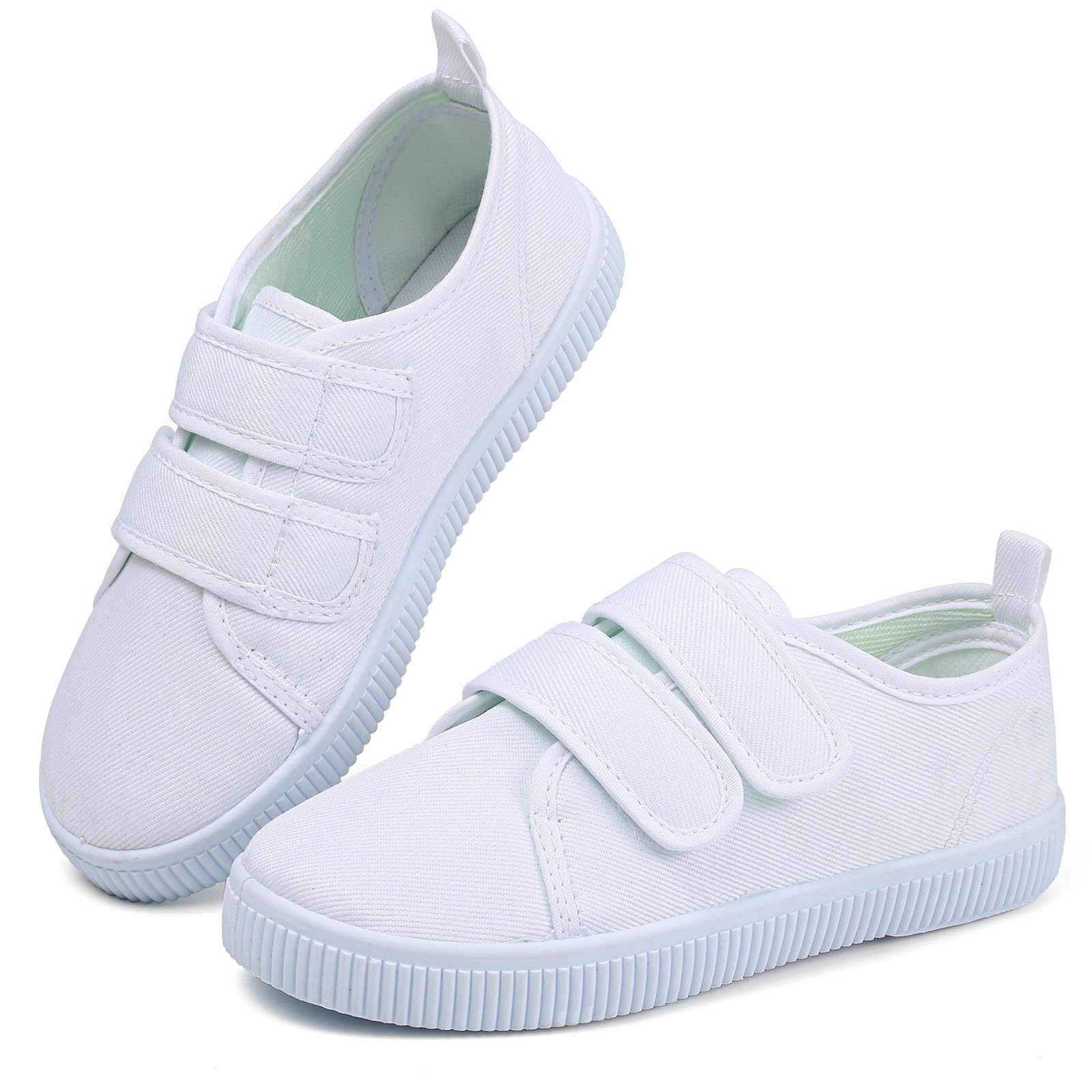 Boy's Girl's Kids White Canvas Shoes for Kids Slip-On Lightweight Sneakers Casual Skin-Friendly Walking Running Shoes(Toddler/Little Kids/Big Kids)