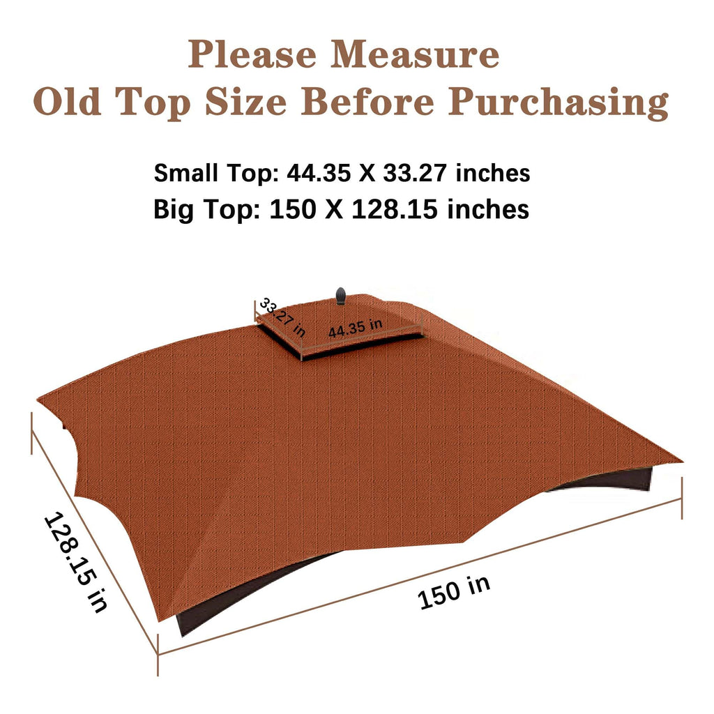 SCOCANOPY Replacement Top Compatible with The Lowe's Gazebo Model #GF-12S004B-1 / GF-12S004BTO (Grey Ripstop)
