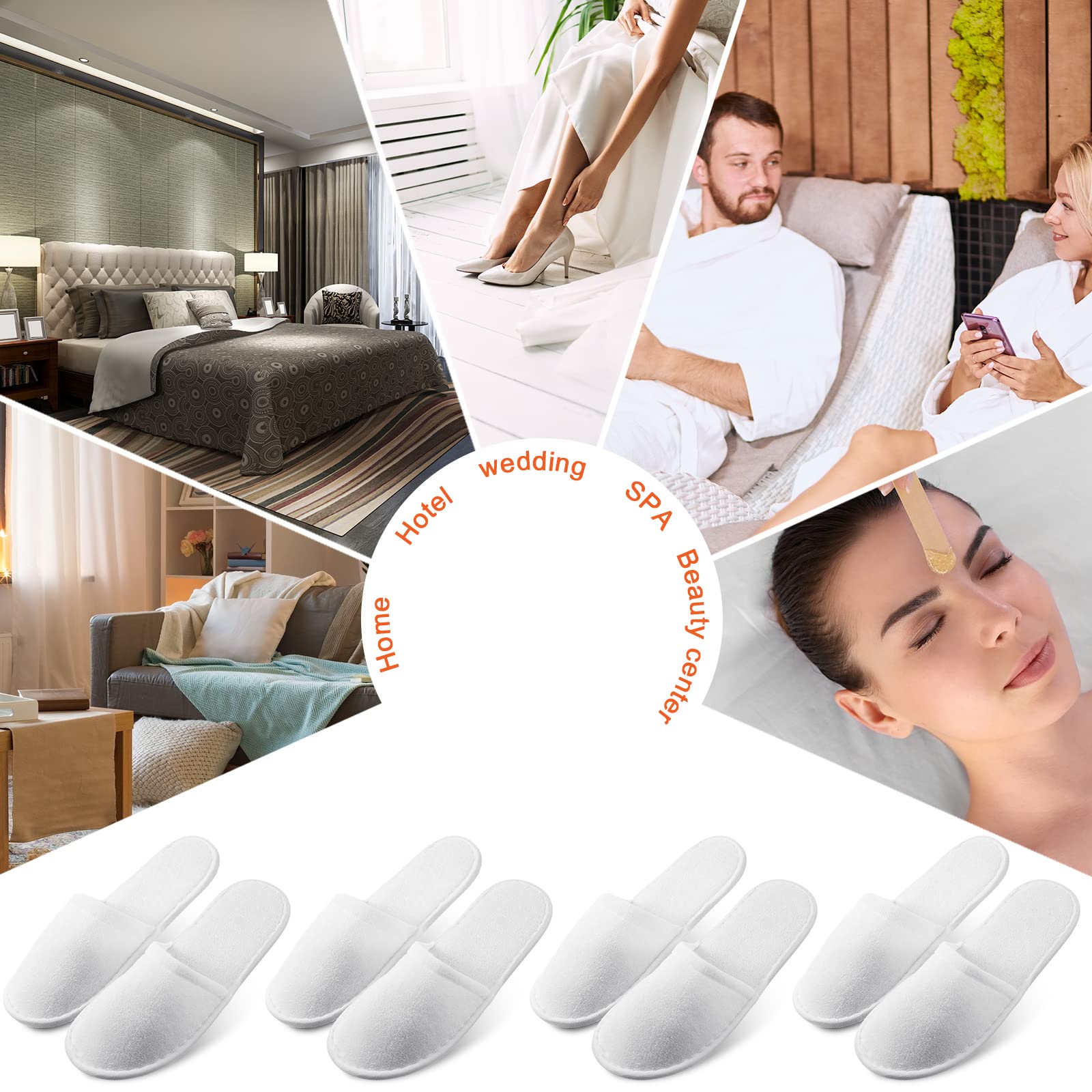 Geyoga 24 Pairs Disposable Slippers for Guests Bulk 2 Size Cotton Soft Spa Hotel House Slippers for Women Men Wedding Party Shoeless Home Indoor Travel
