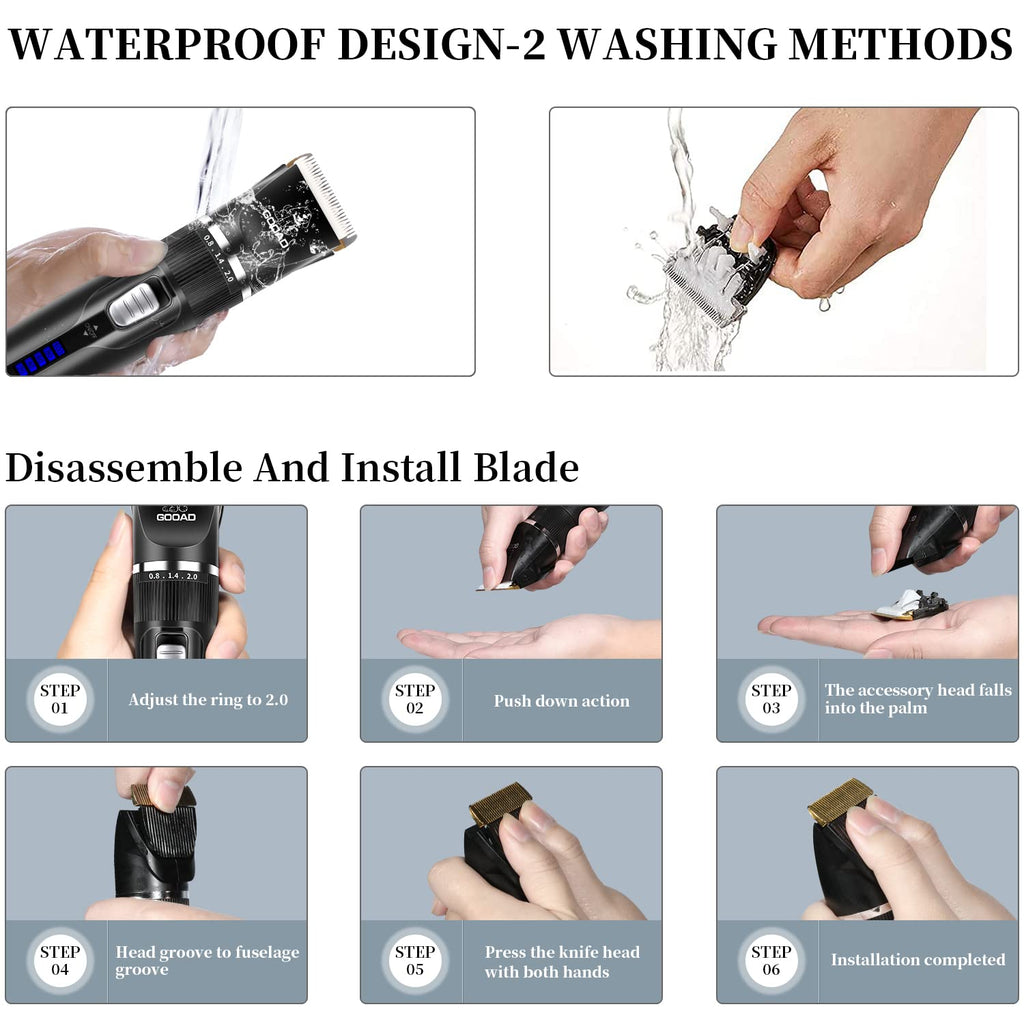 Dog Clippers Grooming Kit and Paw Trimmer,Cordless,Low Noise, Electric Quiet,Rechargeable, Dog Trimmer Grooming, Pet Hair Clippers for Thick Coats,Shaver for Small and Large Dogs Cats(Black)