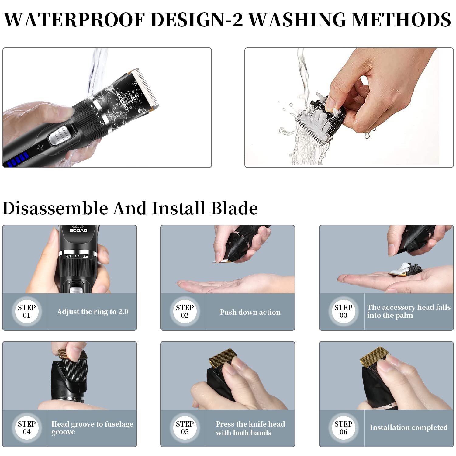 Dog Clippers Grooming Kit and Paw Trimmer,Cordless,Low Noise, Electric Quiet,Rechargeable, Dog Trimmer Grooming, Pet Hair Clippers for Thick Coats,Shaver for Small and Large Dogs Cats(Black)
