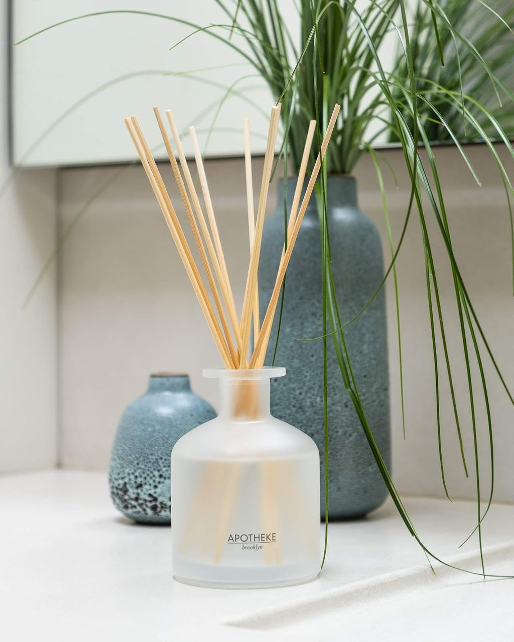 Apotheke Luxury Scented Reed Diffuser for Home - 6.7 Fl Oz Essential Oil Aromatherapy - 10 Rattan Scent Sticks Room Diffuser - Long-Lasting Fragrance for Bedroom, Home, Bathroom